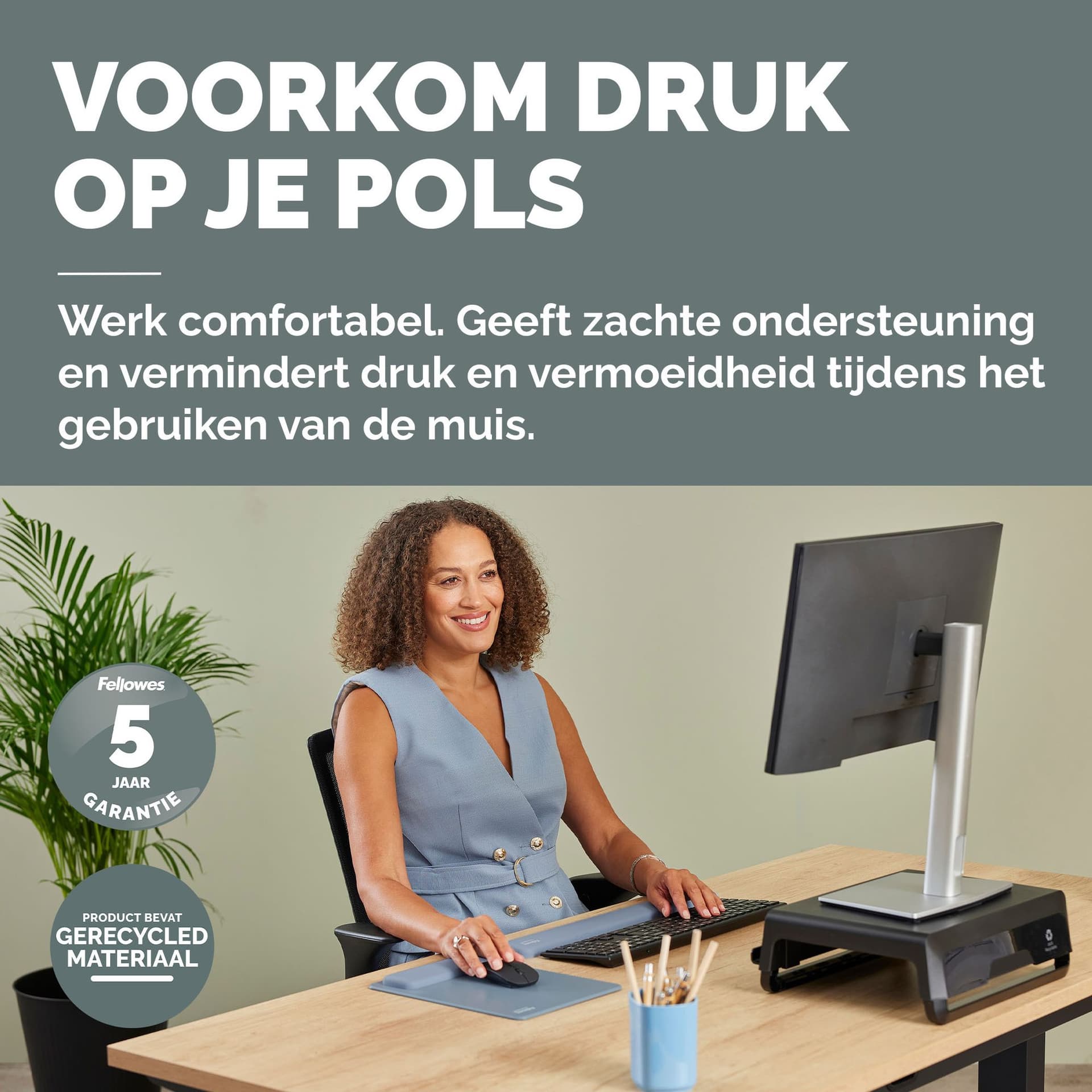 Muismat met polssteun Fellowes Breyta XL blauw 4