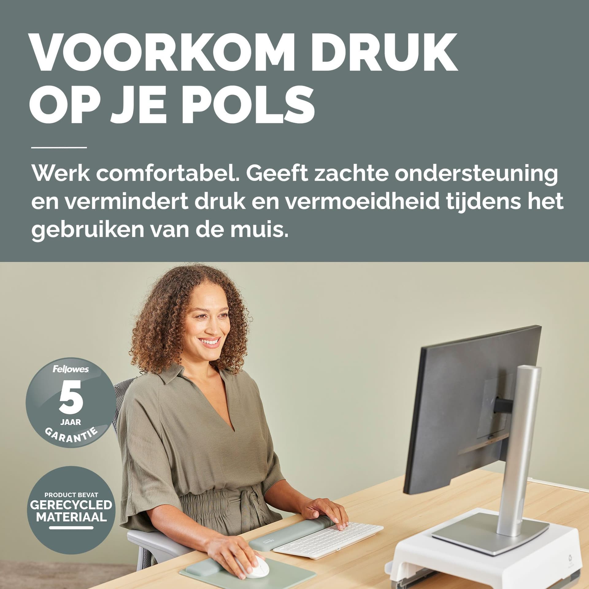 Polssteun Fellowes Breyta compact saliegroen 4
