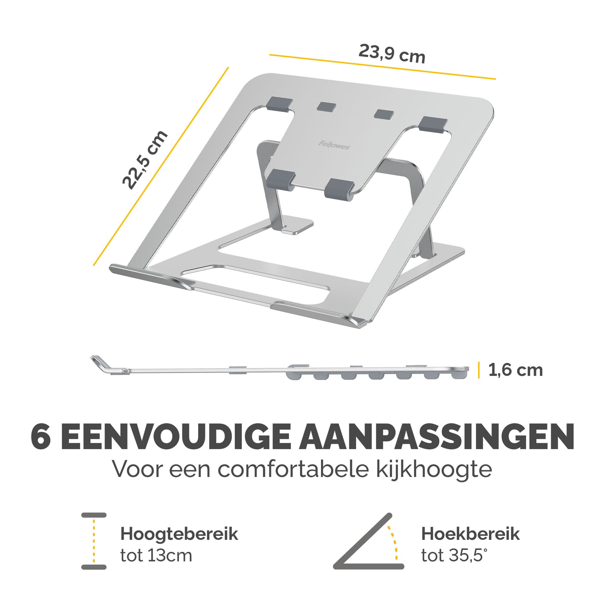 Laptopstandaard Fellowes Alumia zilver 5