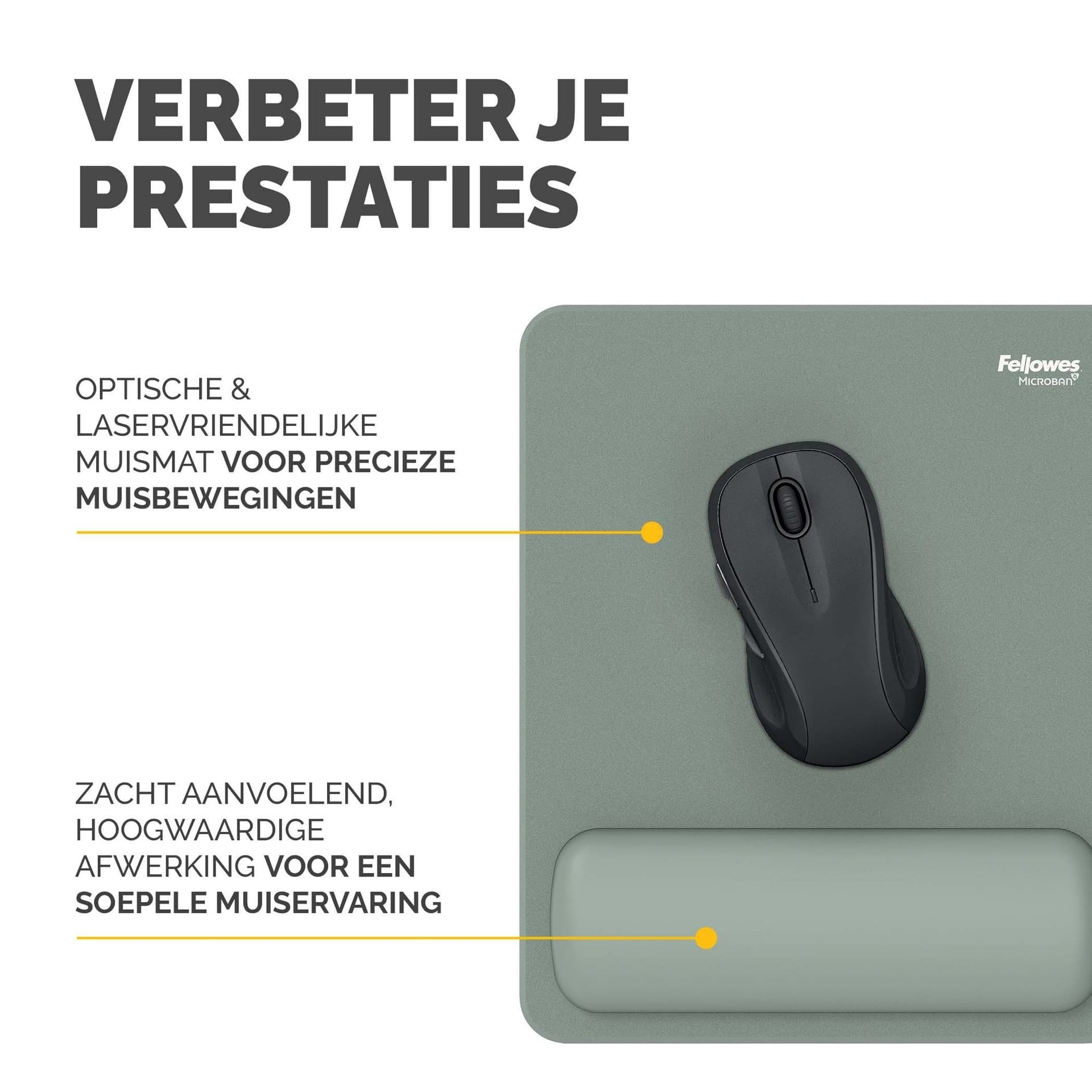 Muismat met polssteun Fellowes Breyta saliegroen 3