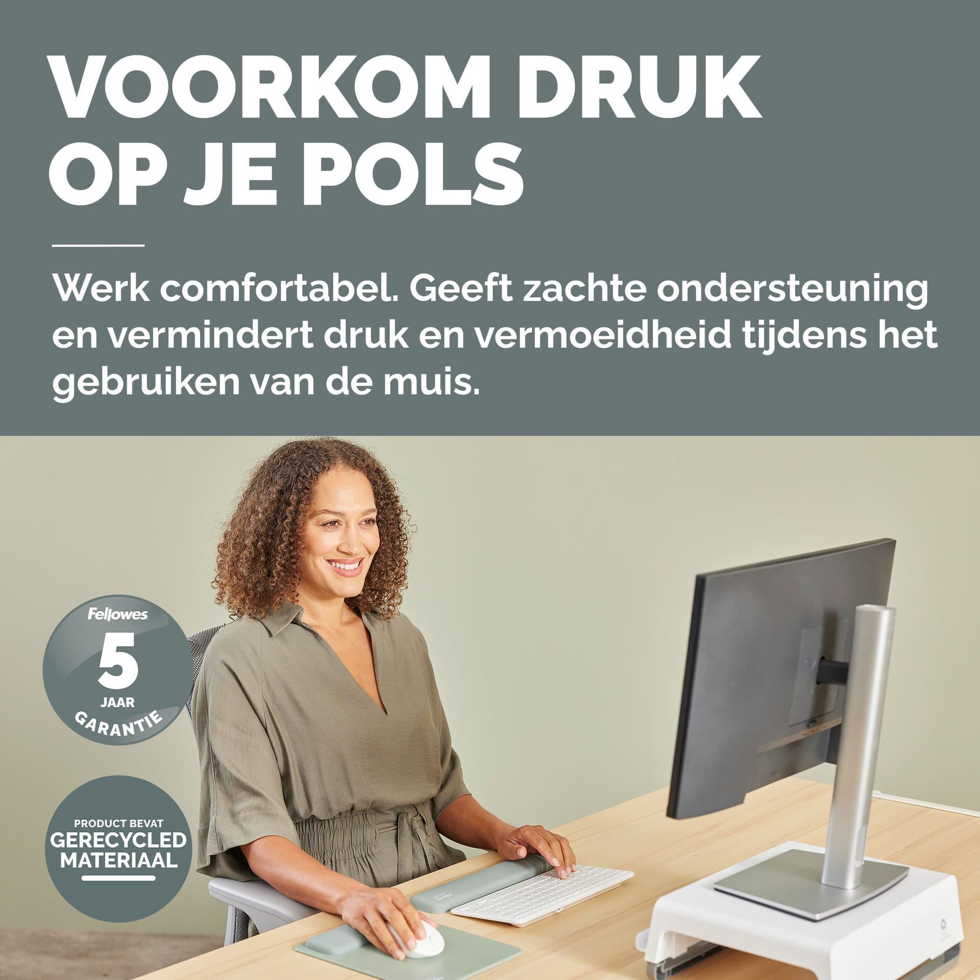 Muismat met polssteun Fellowes Breyta saliegroen 4