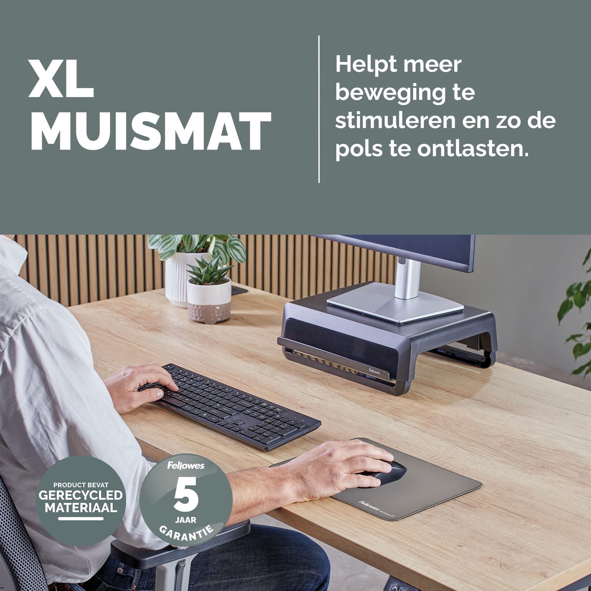Muismat Fellowes Breyta XL grijs 2