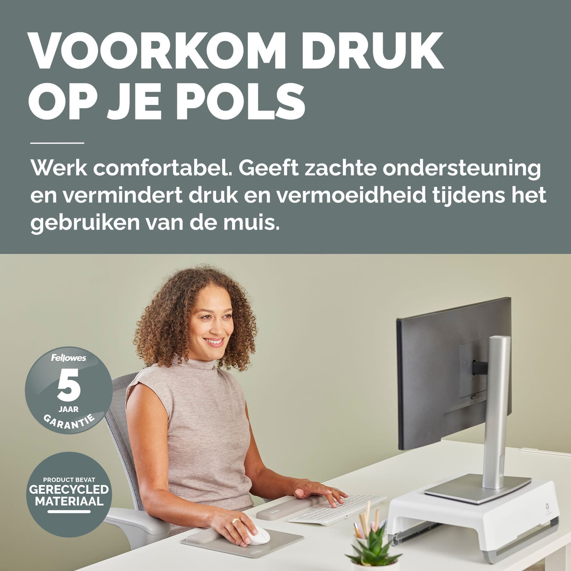 Muismat met polssteun Fellowes Breyta zand 4
