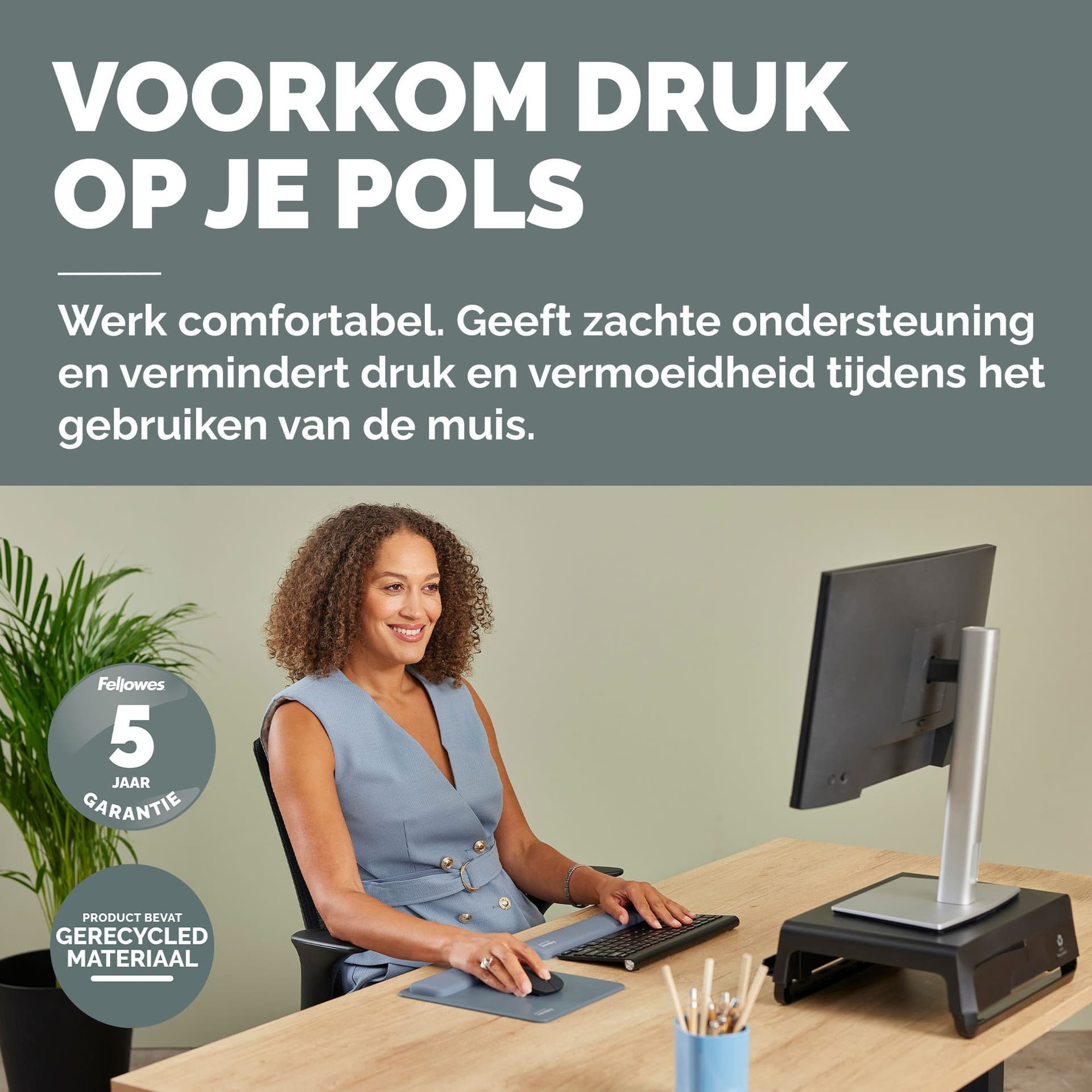 Muismat met polssteun Fellowes Breyta blauw 4