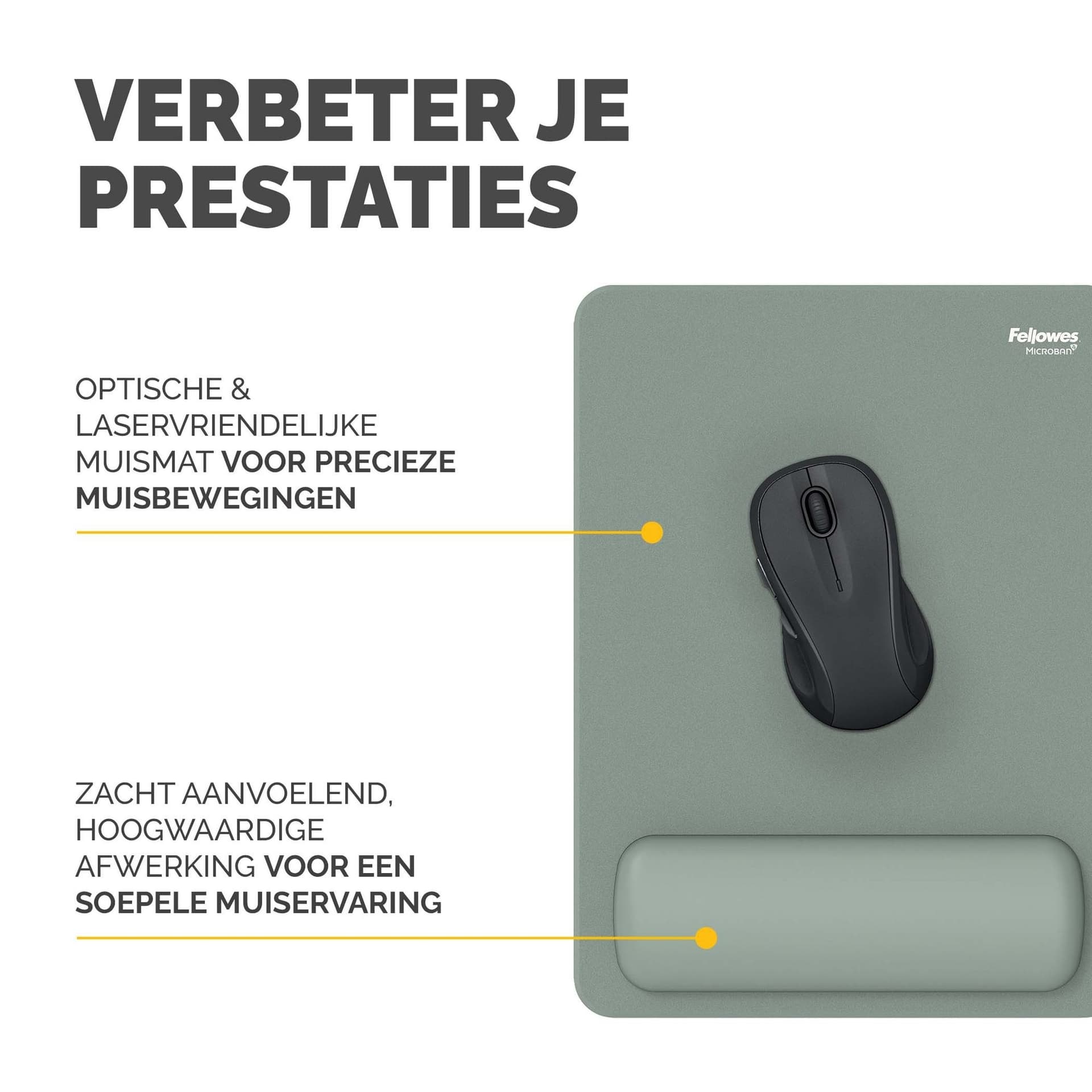 Muismat met polssteun Fellowes Breyta XL saliegroen 3