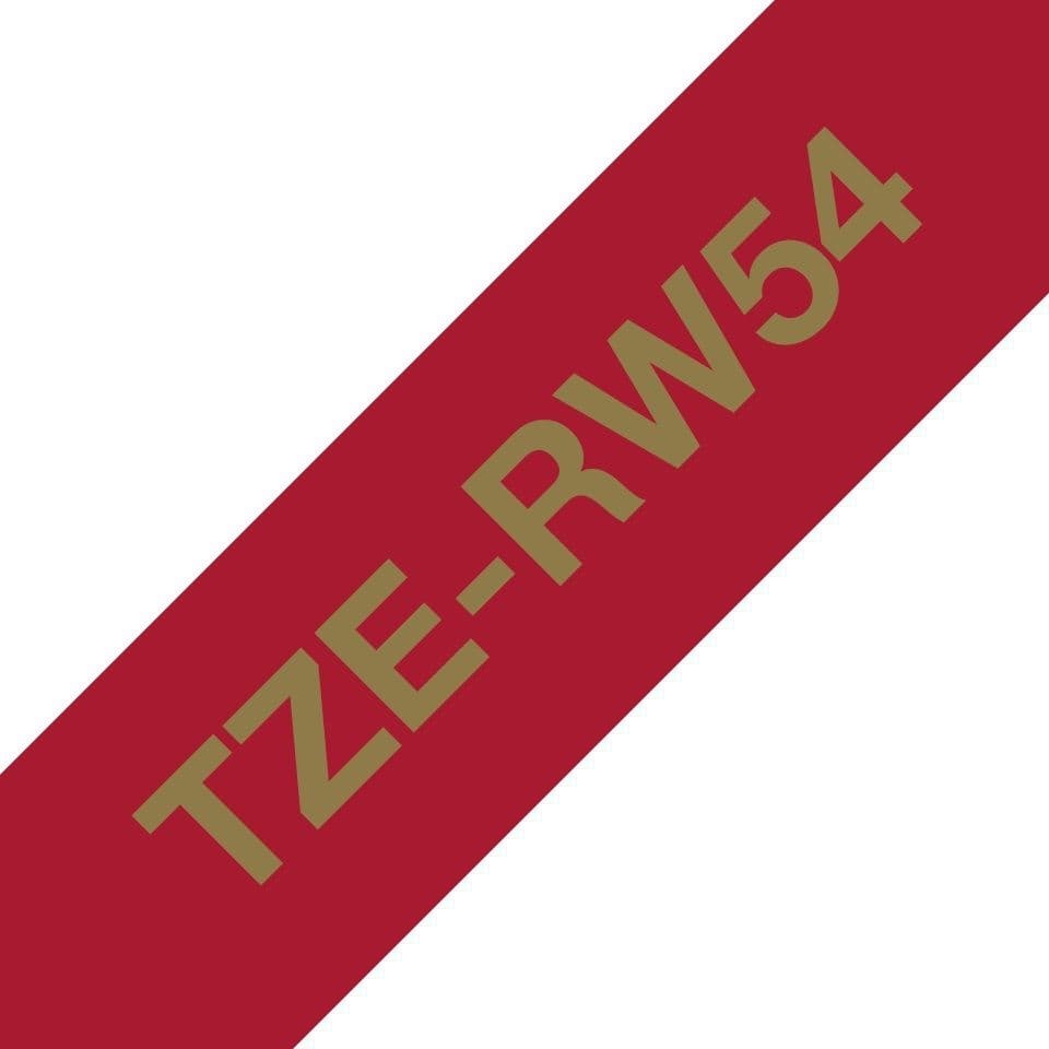 Labeltape Brother P-touch TZe-RW54 24mm goud op wijnrood 2