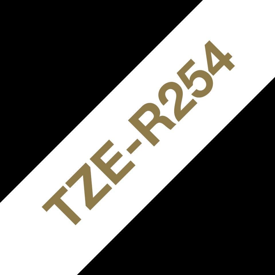 Labeltape Brother P-touch TZe-R254 24mm goud op wit 2