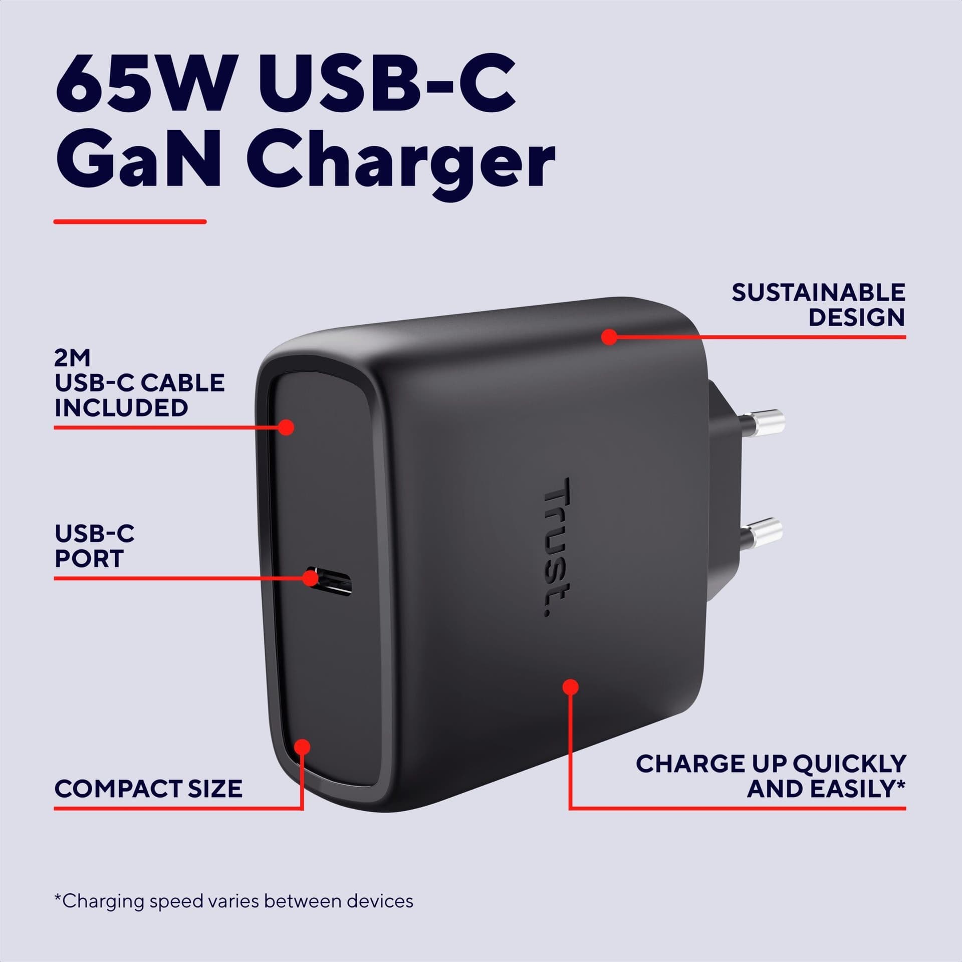 Oplader Trust Maxo 65W USB-C GAN zwart 4