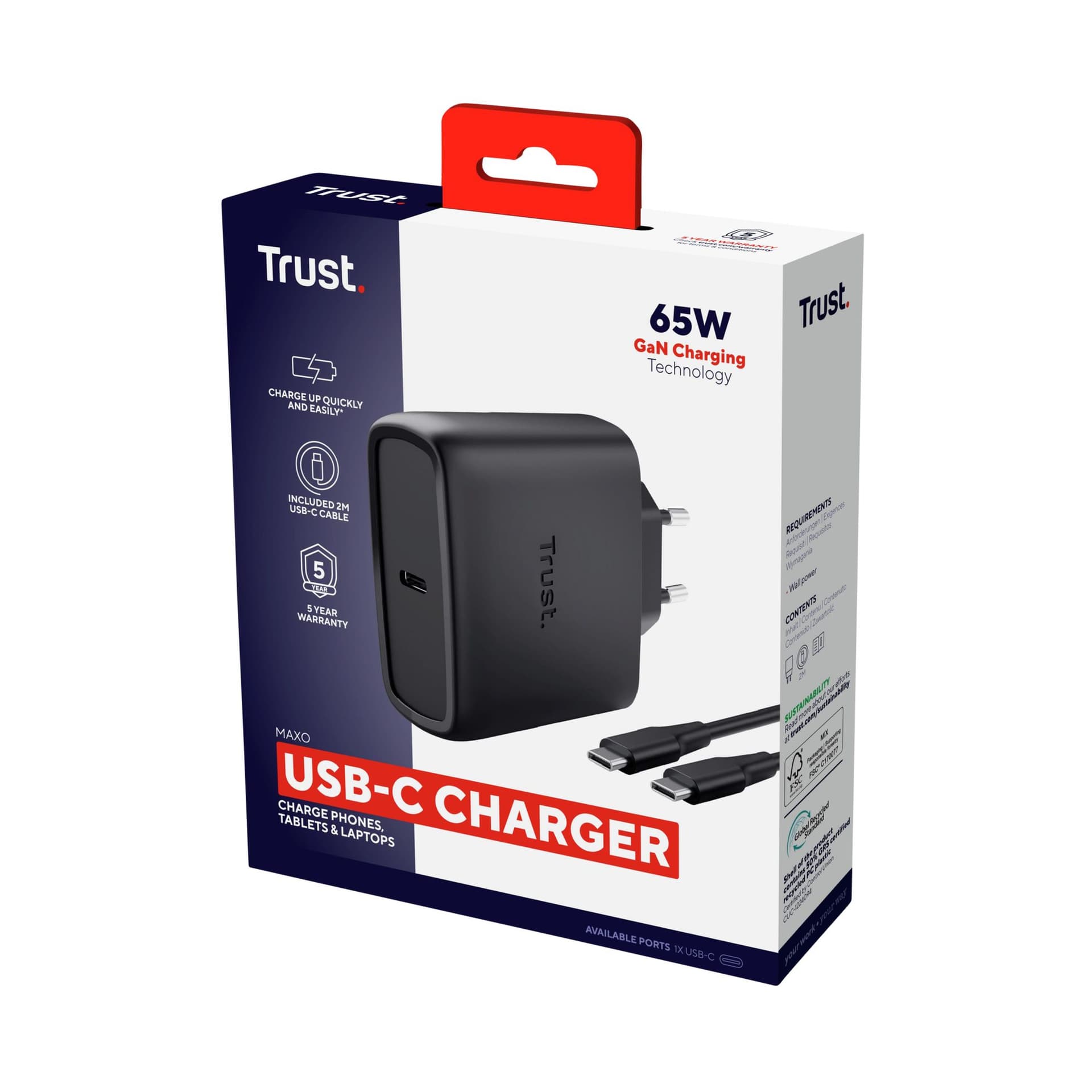 Oplader Trust Maxo 65W USB-C GAN zwart 5