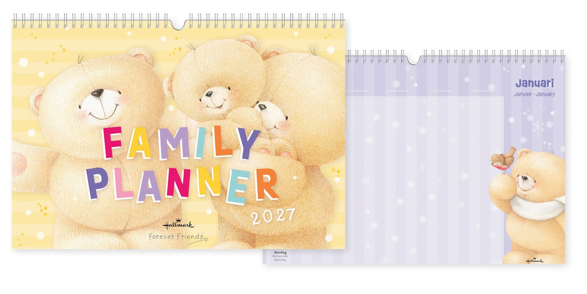Familiekalender 2027 Forever Friends A4 internationaal 2