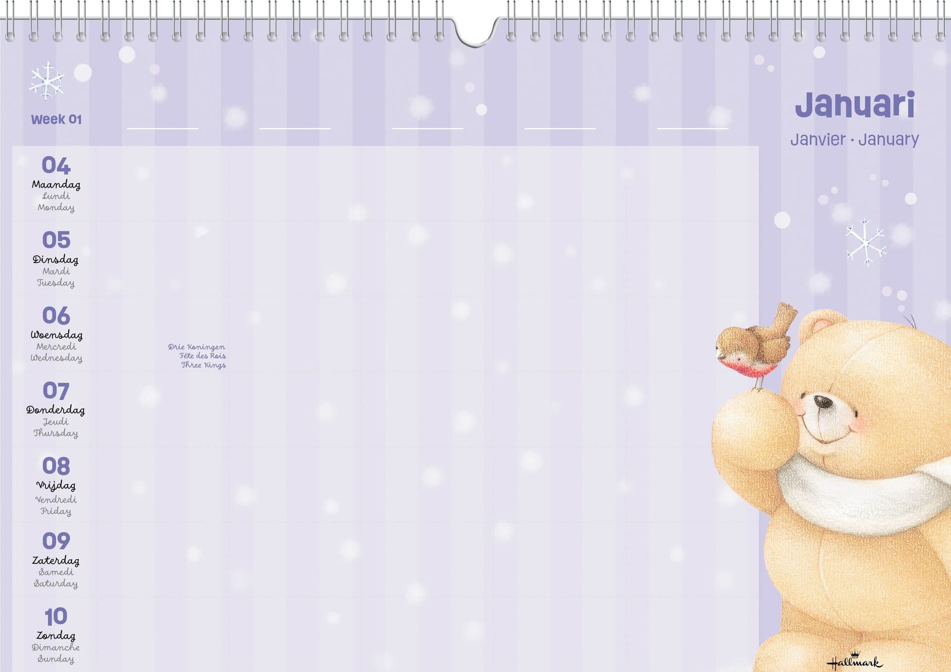 Familiekalender 2027 Forever Friends A4 internationaal 3