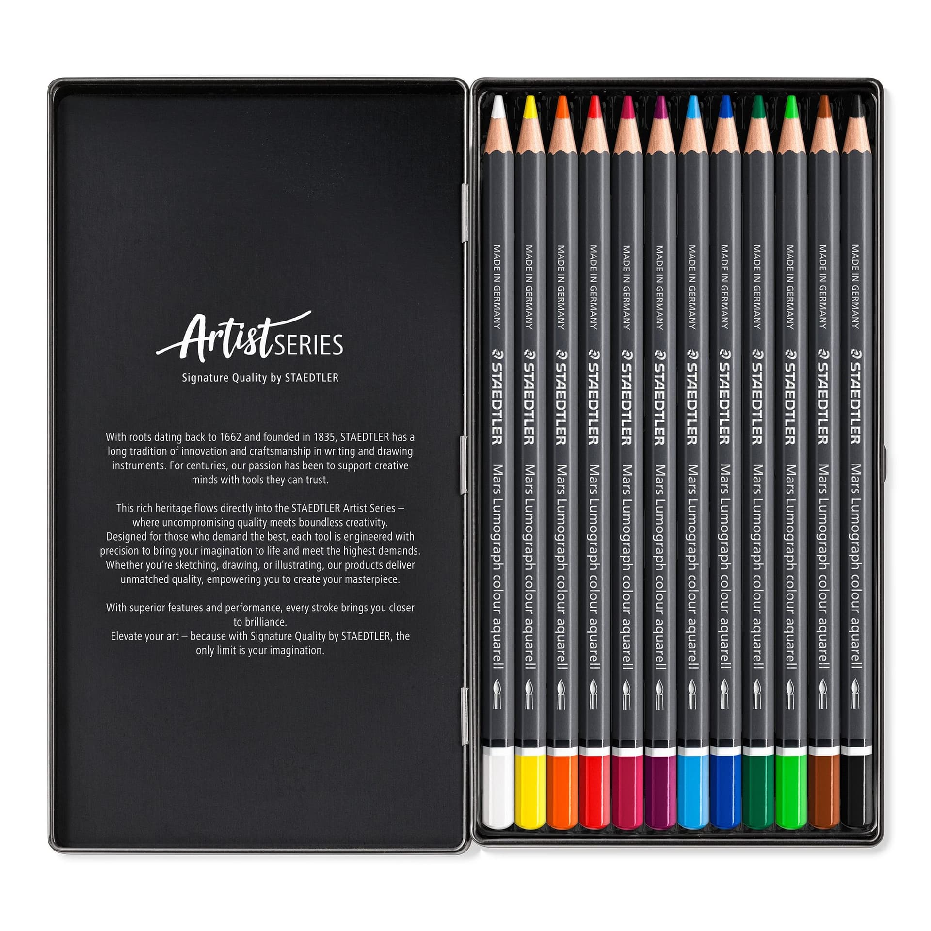 Aquarelpotlood Staedtler Mars Lumograph set à 12 kleuren 2