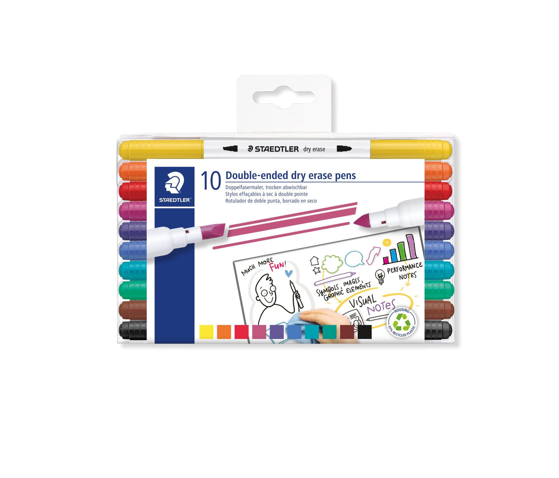 Whitebordstiften Staedtler dry erase dubbele punt set à 10 kleuren