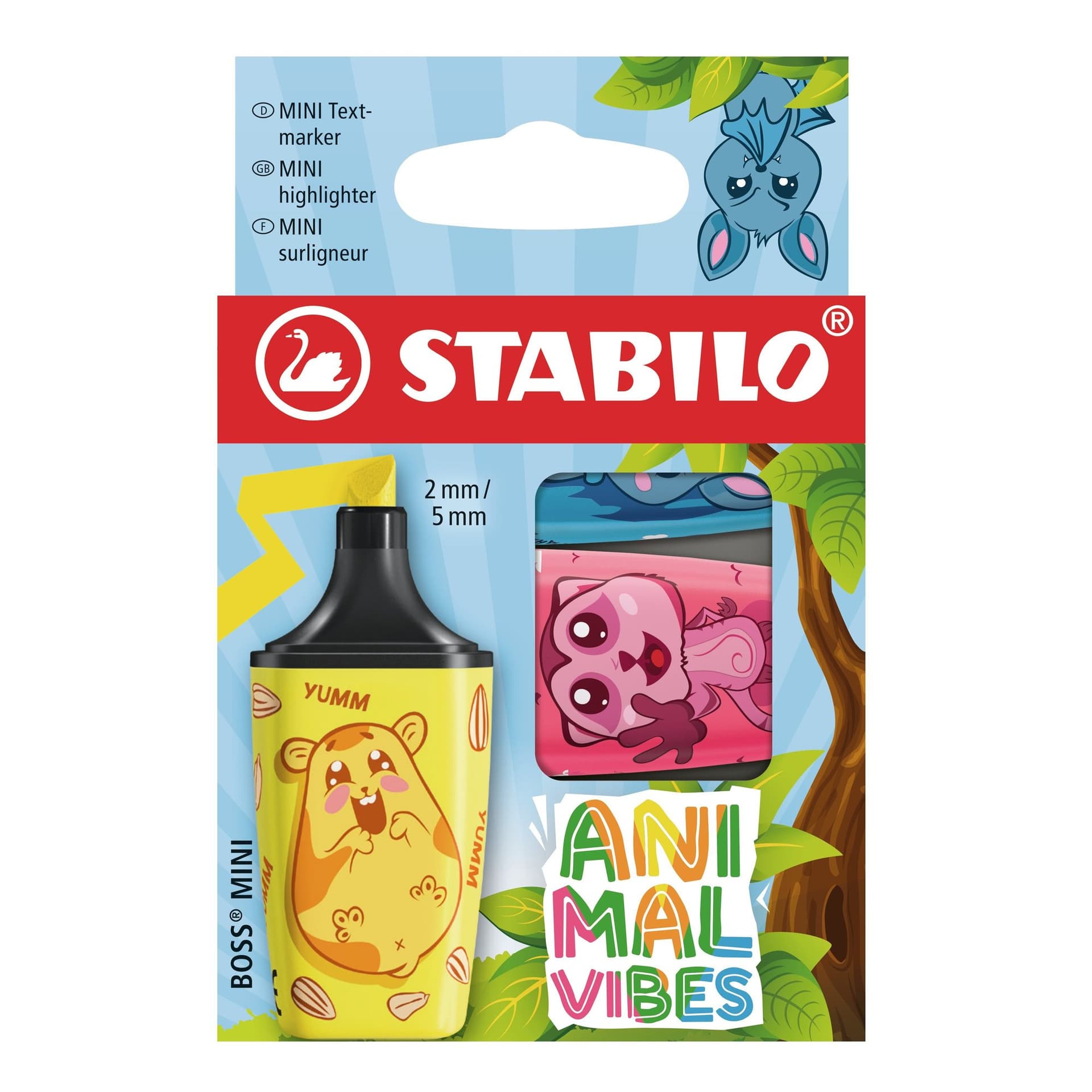 Markeerstift STABILO BOSS Animal Vibes mini assorti blister à 3 stuks