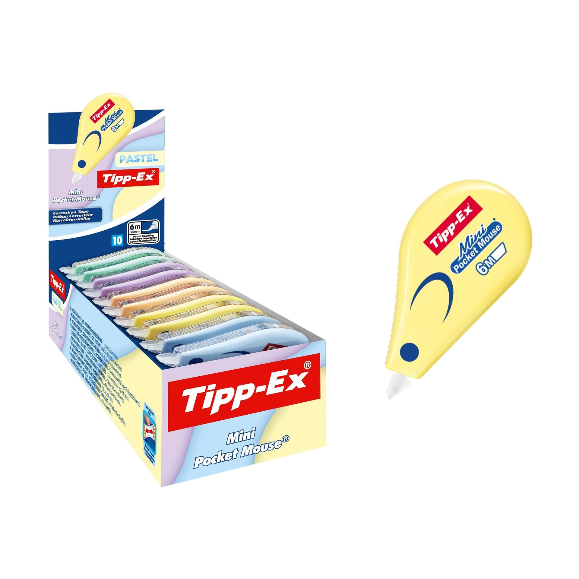 Correctietape Tipp-Ex mini pocket mouse 5mmx5m pastel assorti