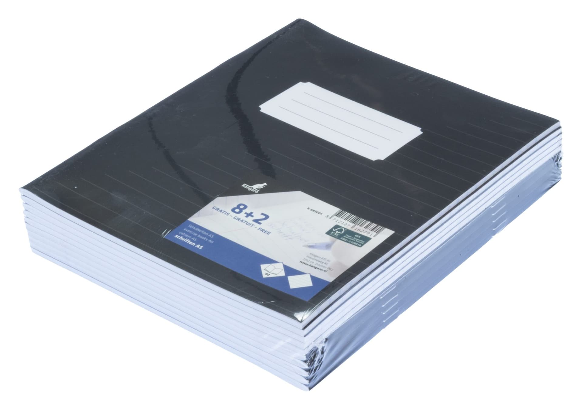 Schrift Kangaro A5 lijn 80 pagina's 60gr zwart pak à 10 stuks 3