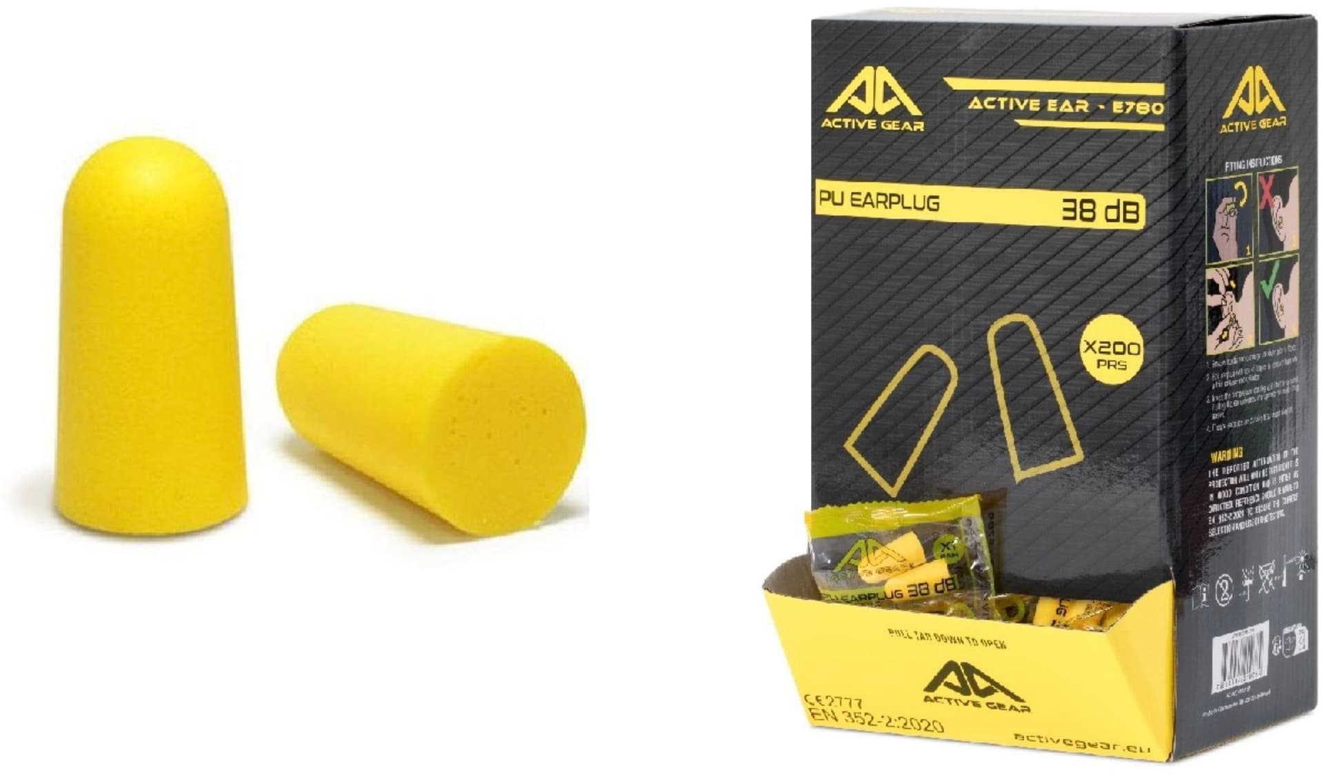 Oordoppen Active Gear 38 dB dispenserdoos à 200 paar geel 4