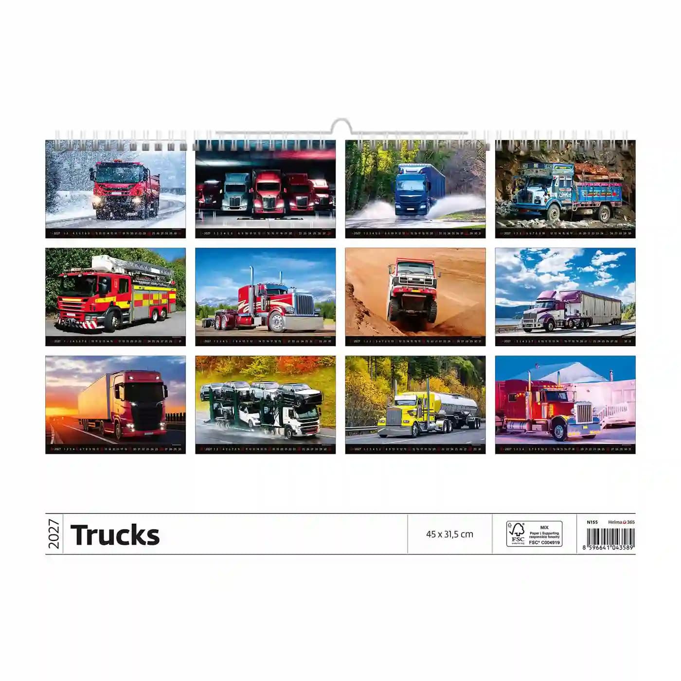 Kalender 2027 Helma 365 31.5x45cm de ultieme vrachtwagen 2