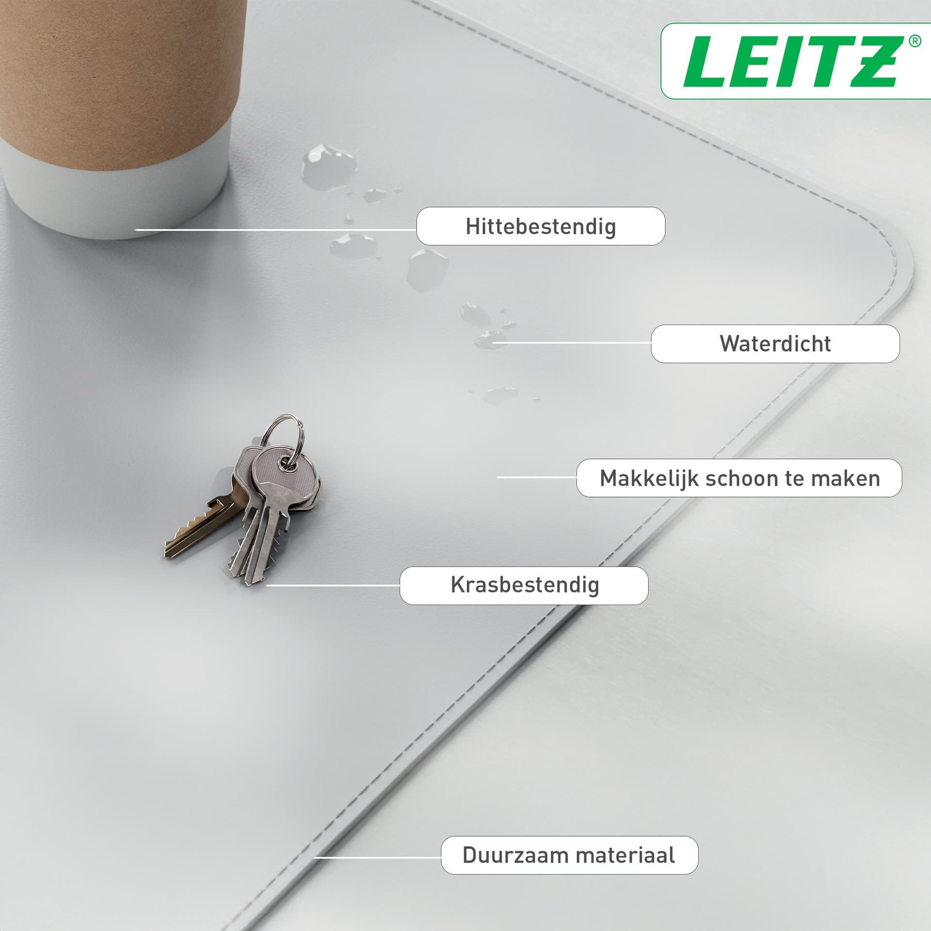 Bureau-onderlegger Leitz 80x40cm oprolbaar grijs 3