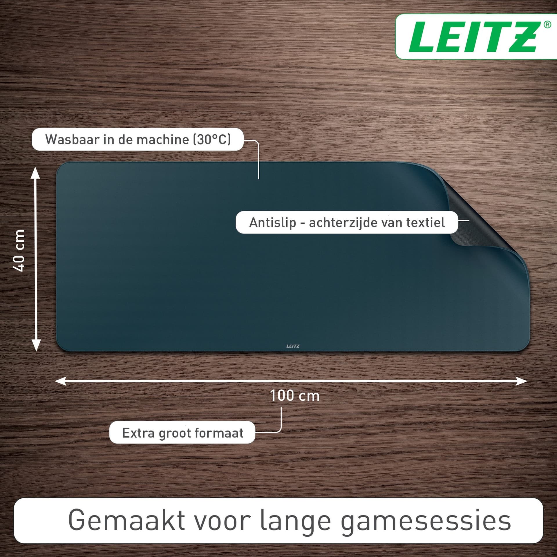 Bureau-onderlegger Leitz 100x40cm oprolbaar donkergrijs 2