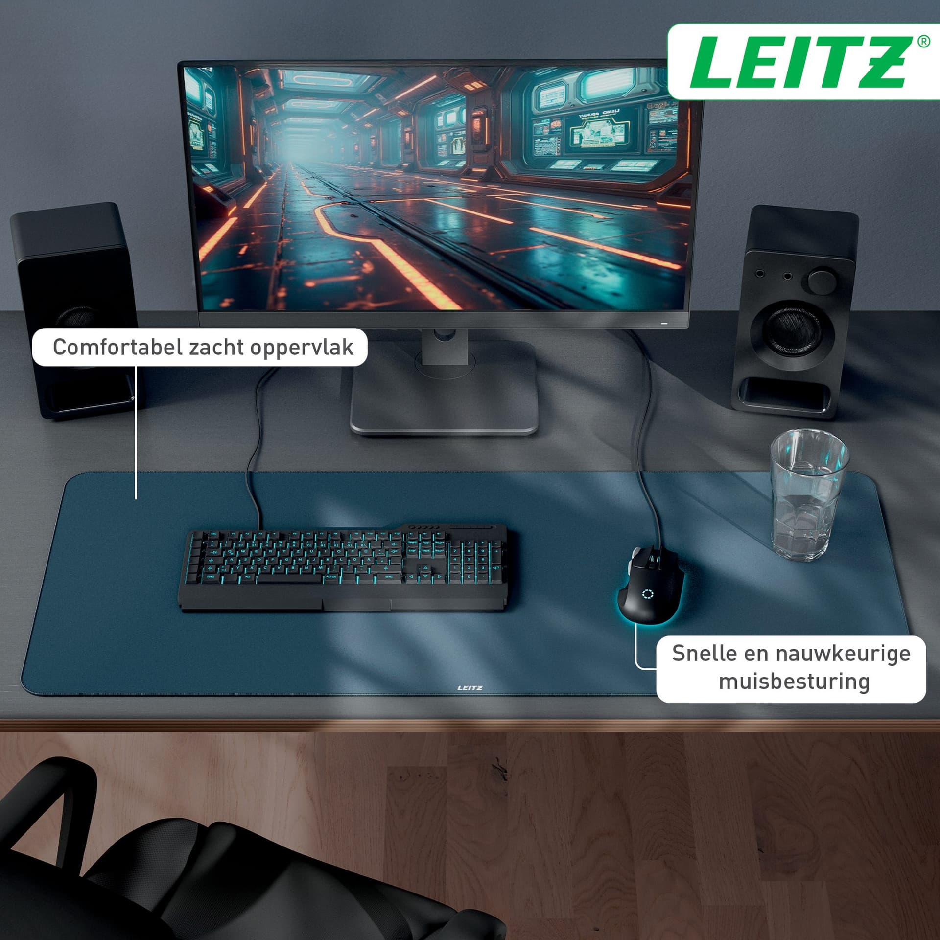 Bureau-onderlegger Leitz 100x40cm oprolbaar donkergrijs 4