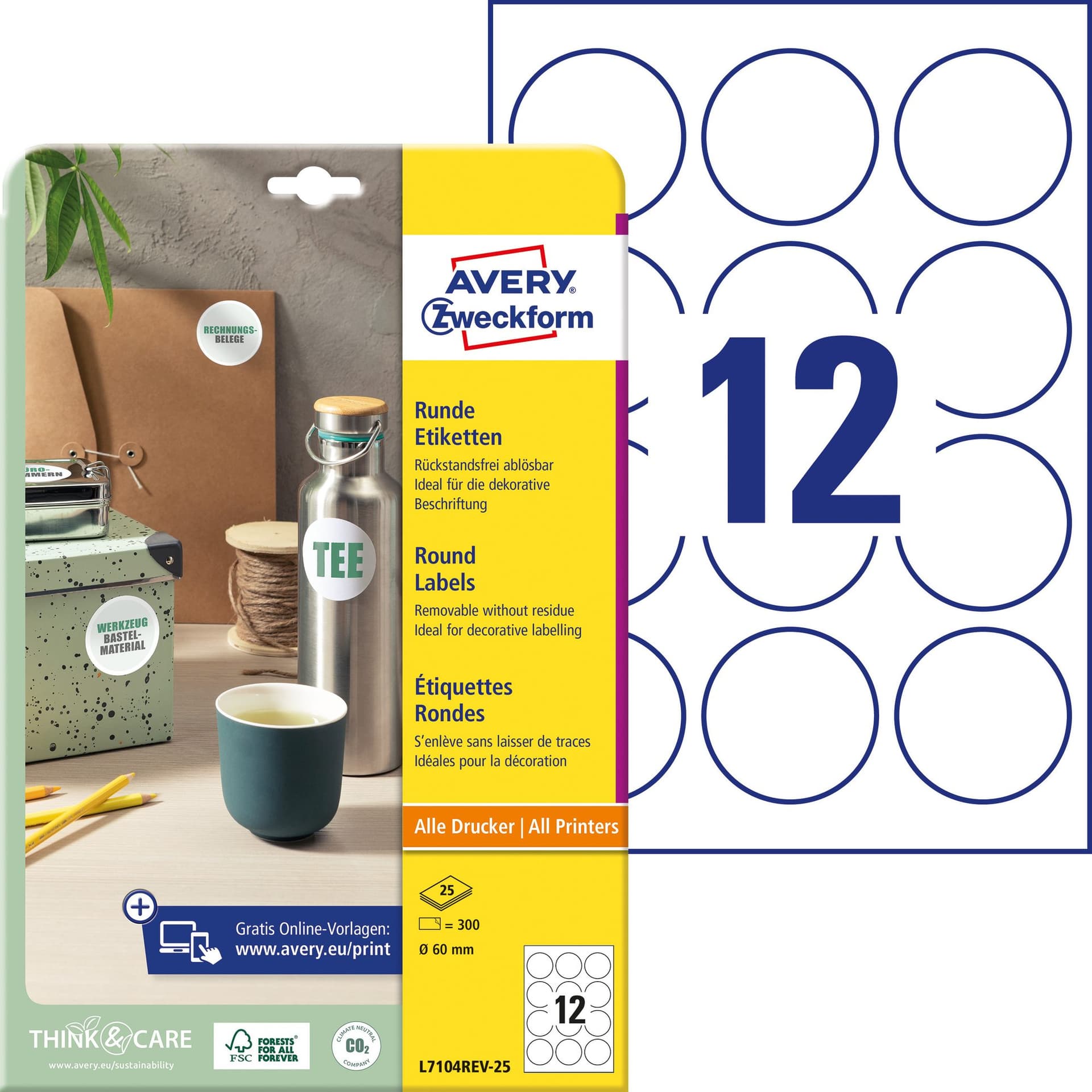 Etiket Avery L7104REV-25 60mm wit 300 stuks 2