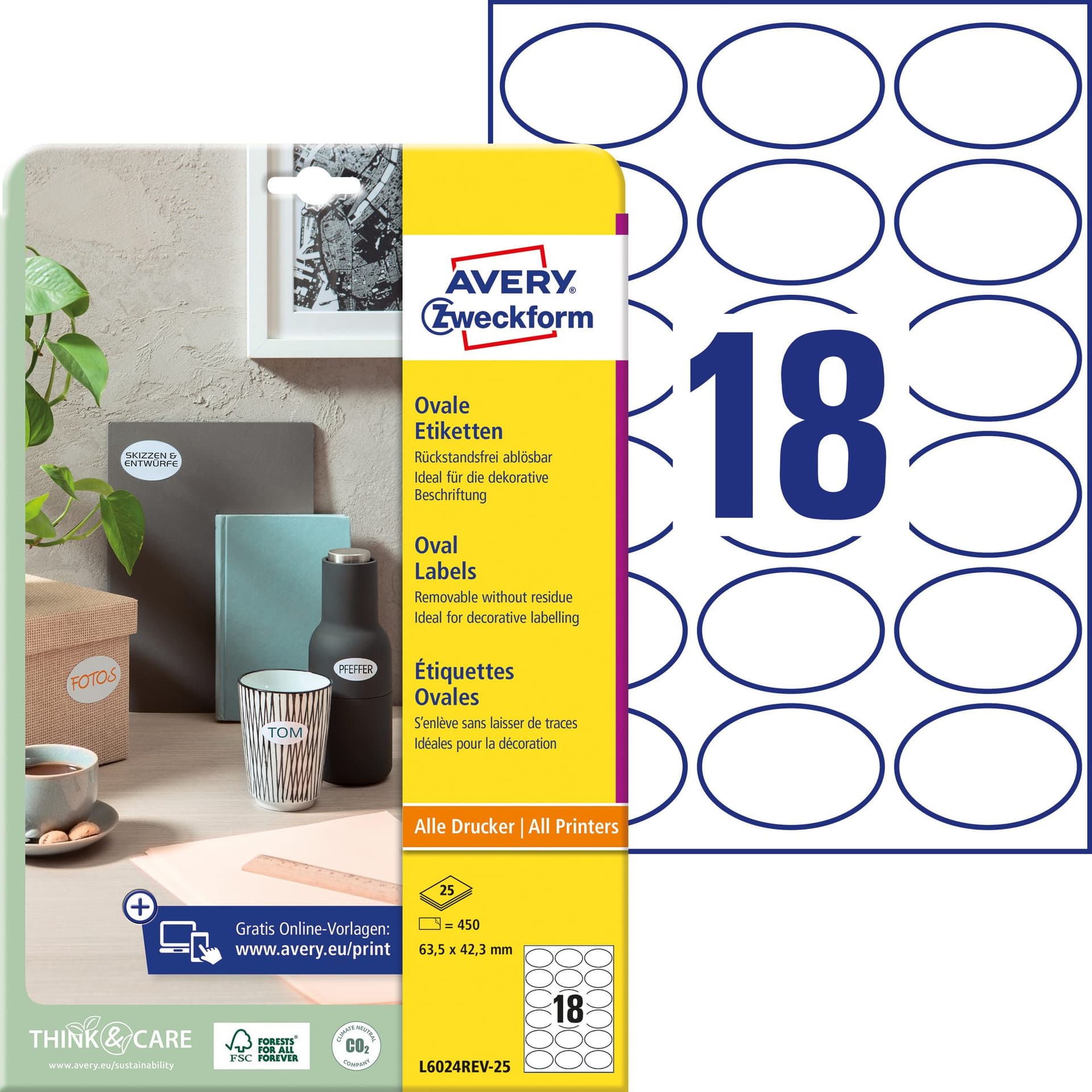 Etiket Avery L6024REV-25 63.5x42.3mm wit 450 stuks 2