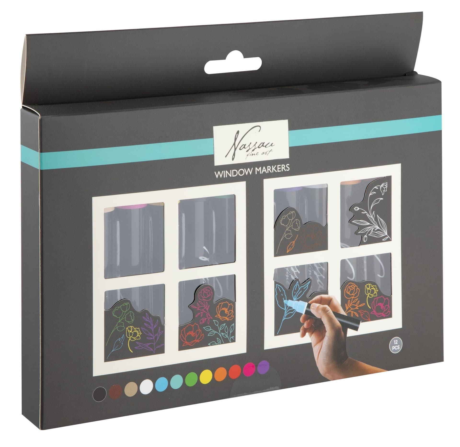 Krijt en raammarkers Nassau set à 12 kleuren