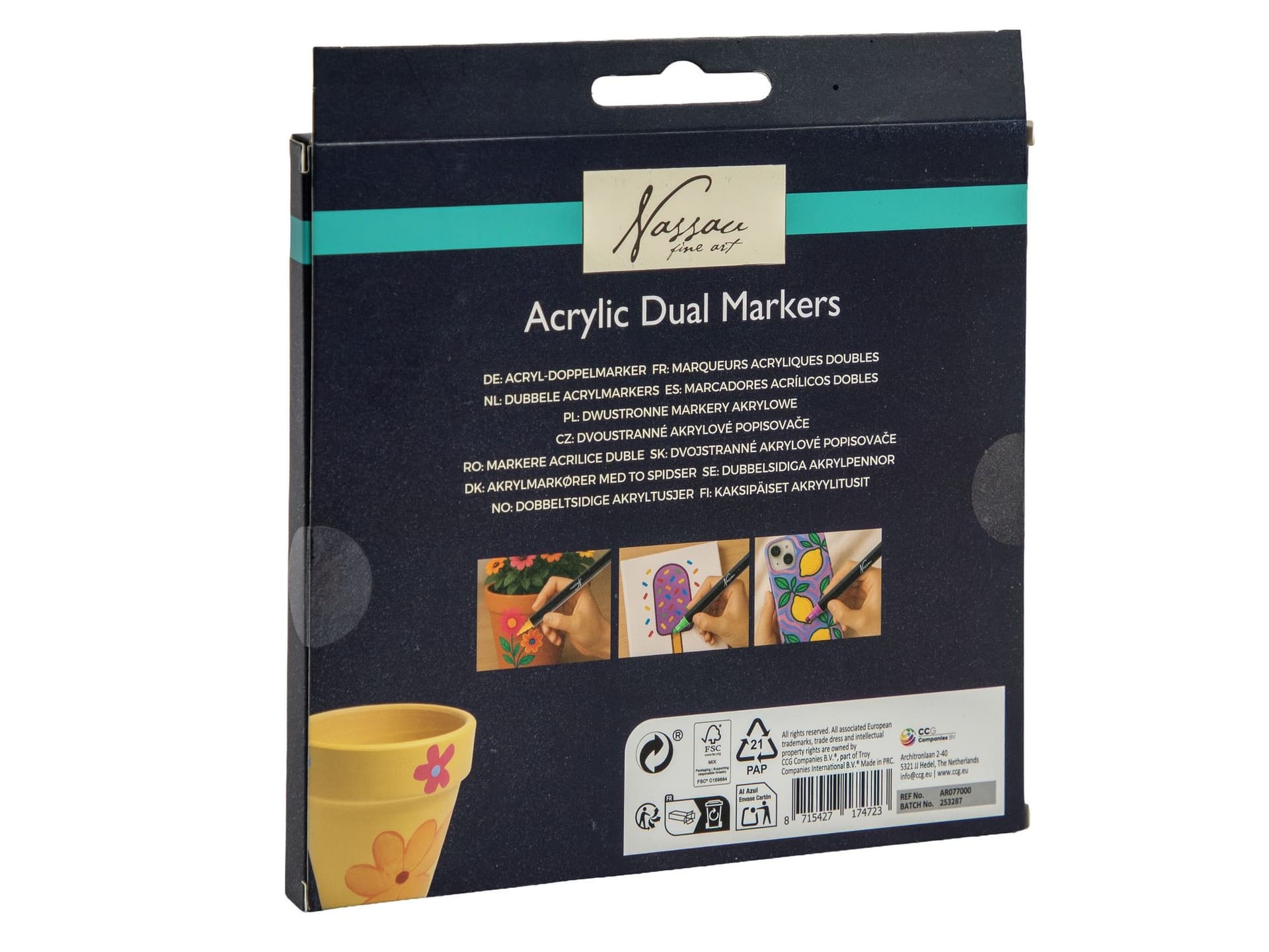 Acrylmarker Nassau Dual tip set à 12 kleuren 2