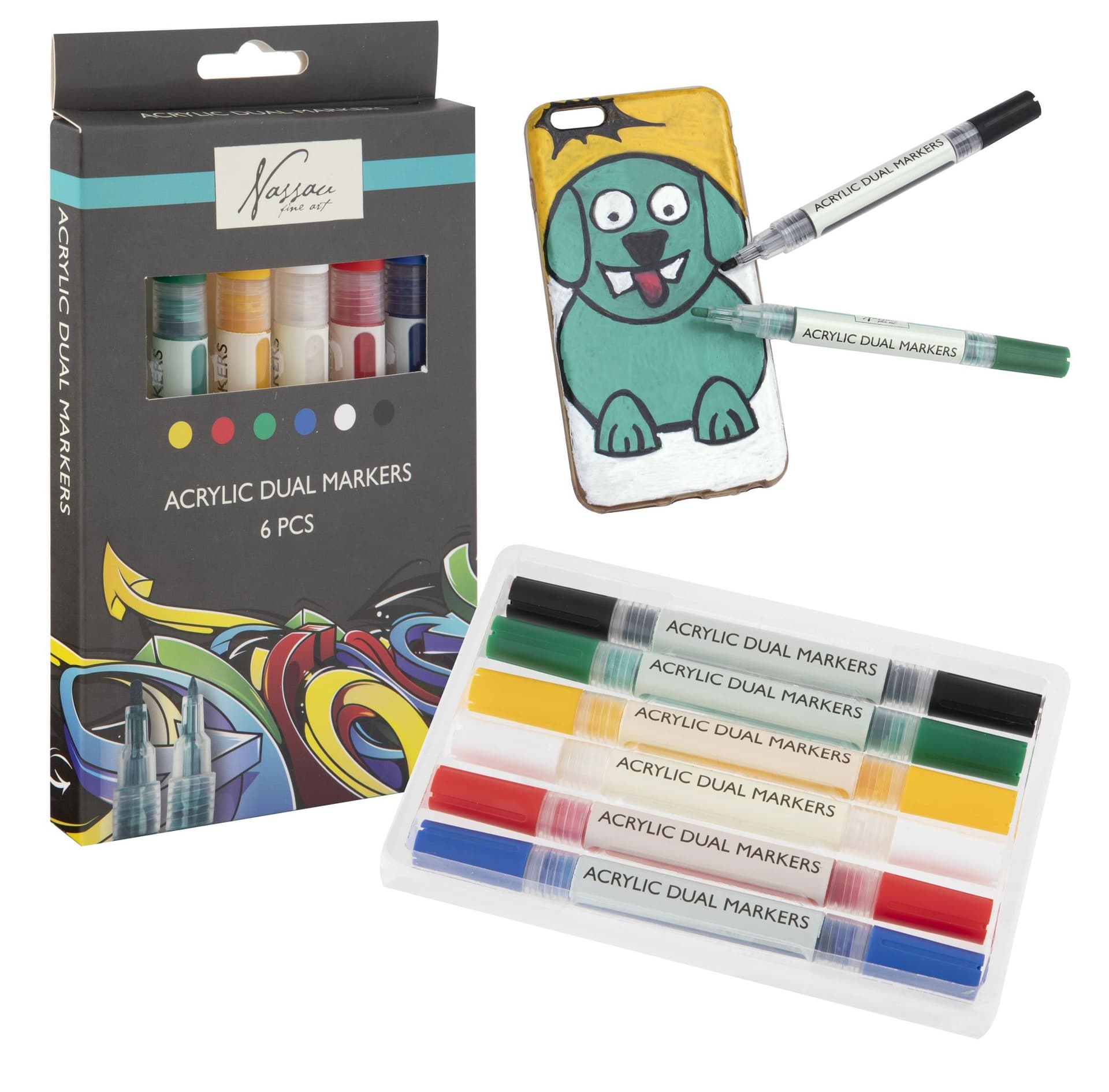 Acrylmarker Nassau duopunt set à 6 kleuren 5