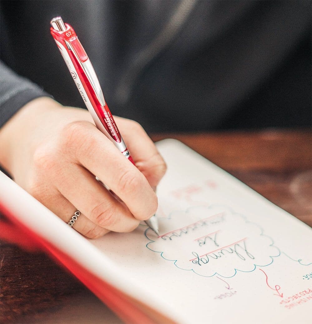 Gelschrijver Pentel BL77 Energel medium koraalroze 2