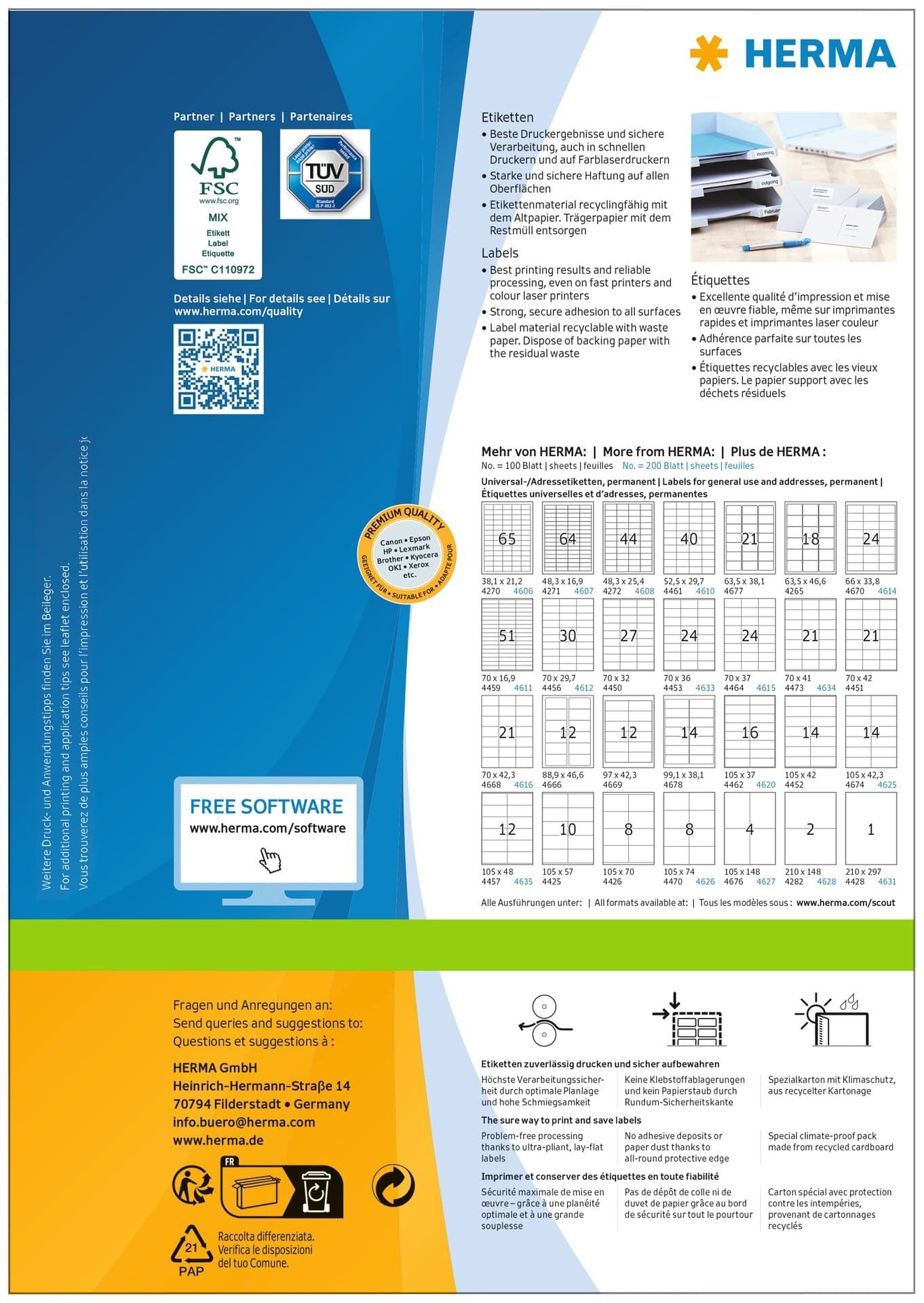 Etiket HERMA 4654 105x39mm premium wit 1400 stuks 2