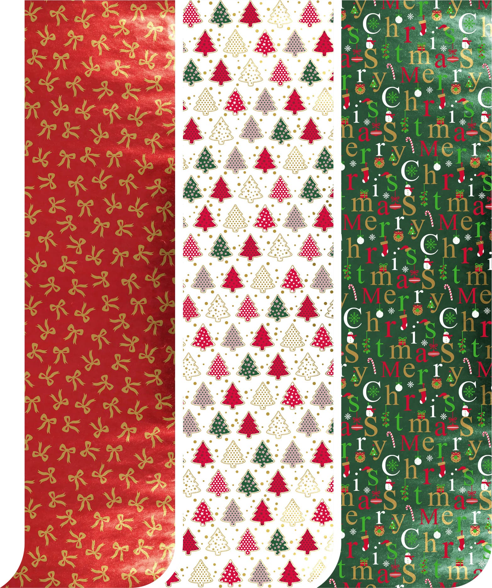 Inpakpapier Kerst metallic 200x70cm assorti