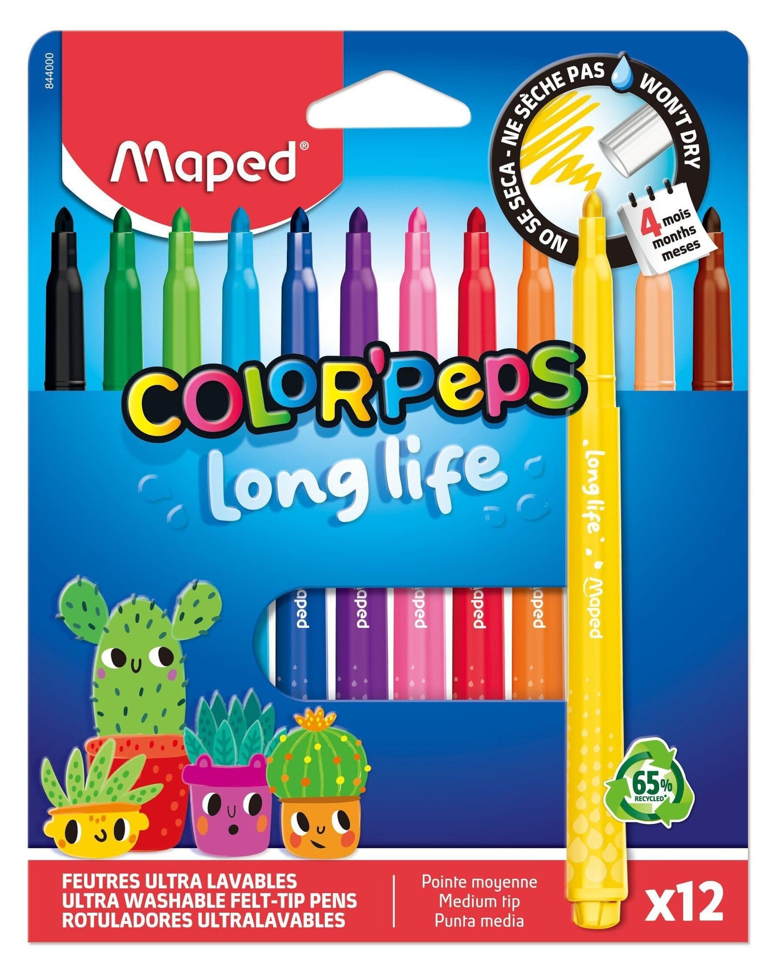 Viltstift Maped Color'Peps Long Life 2.0 set à 12 stuks assorti