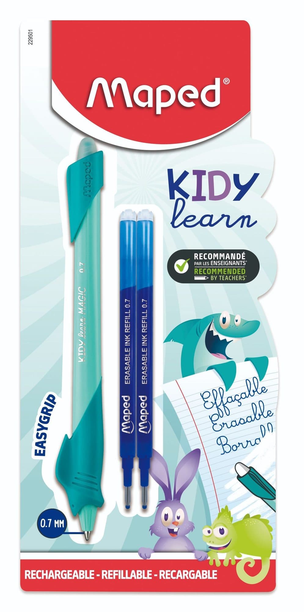 Oefenpen Maped Kidy Learn Magic uitwisbaar met 2 vullingen assorti 2