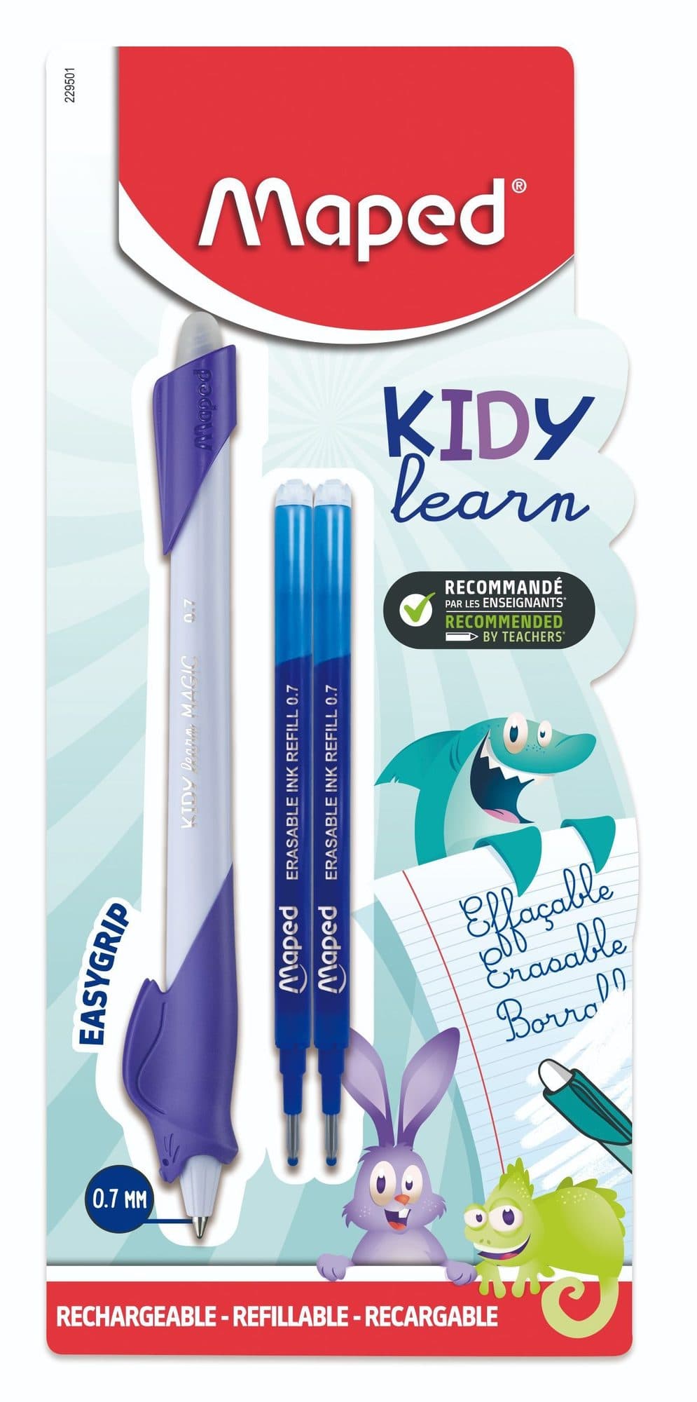 Oefenpen Maped Kidy Learn Magic uitwisbaar met 2 vullingen assorti 3