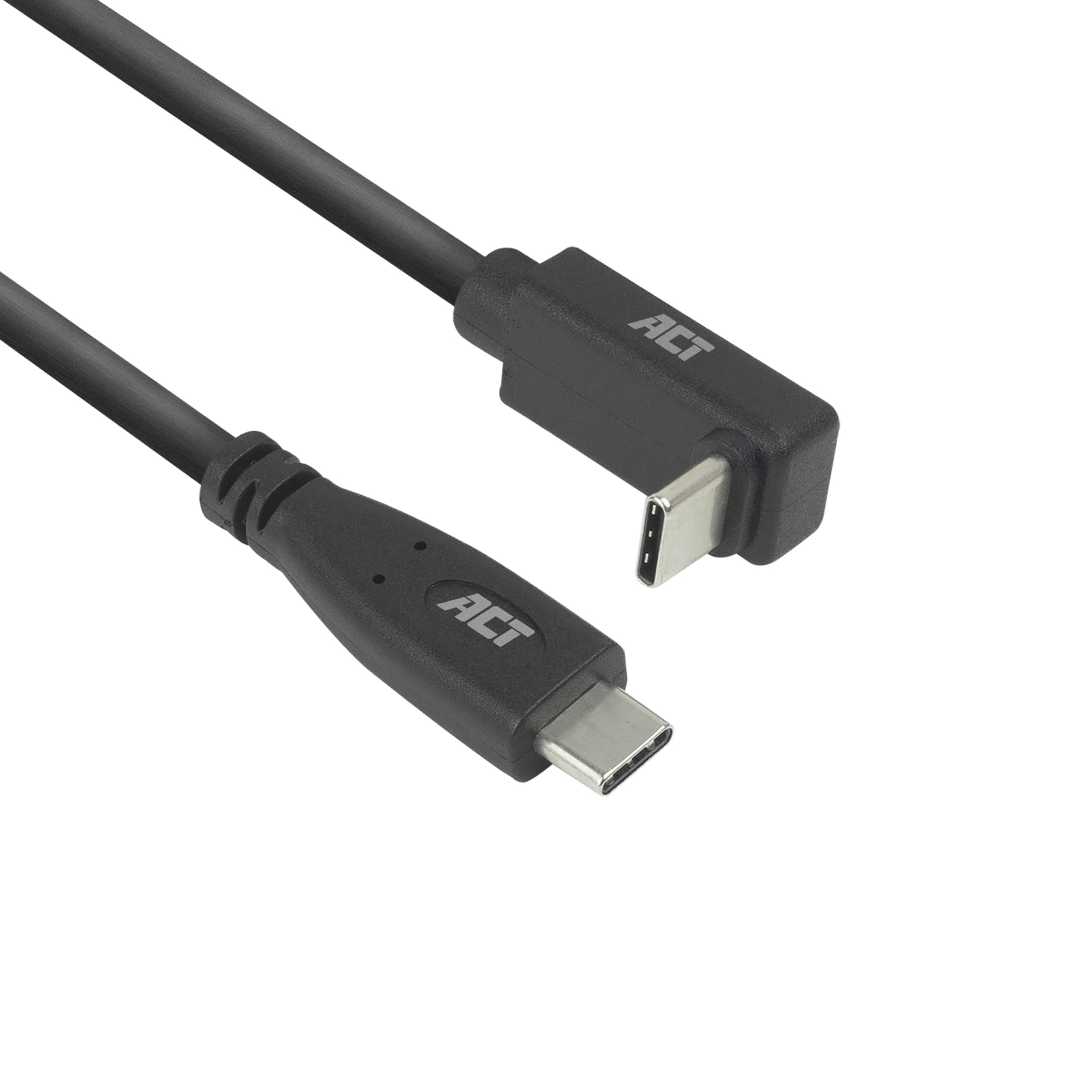 Kabel ACT USB-C standaard naar USB-C hoek boven/beneden 10Gbps 1m