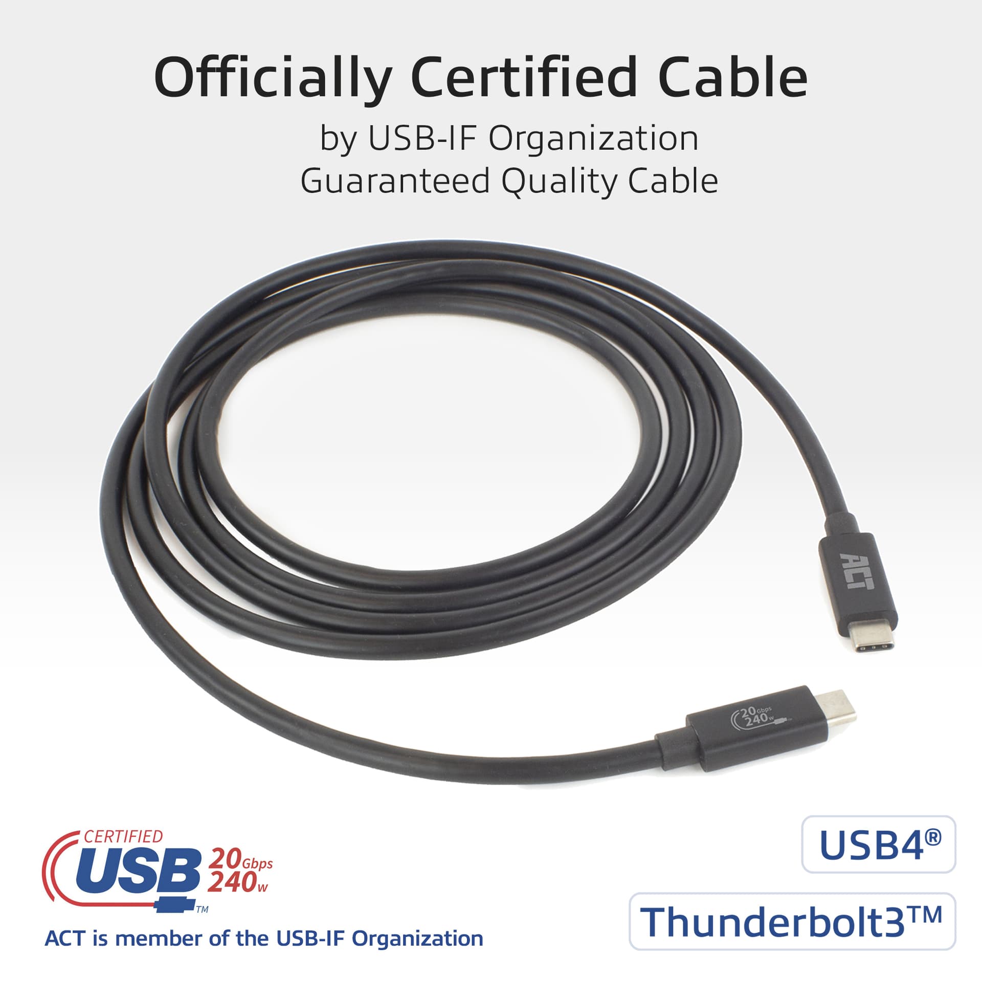 Kabel ACT USB-C 4.0 20Gbps Thunderbolt 3 2m 3