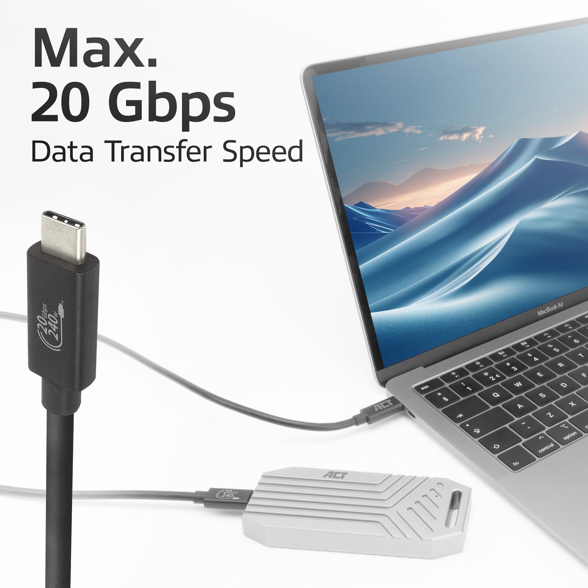Kabel ACT USB-C 4.0 20Gbps Thunderbolt 3 2m 4