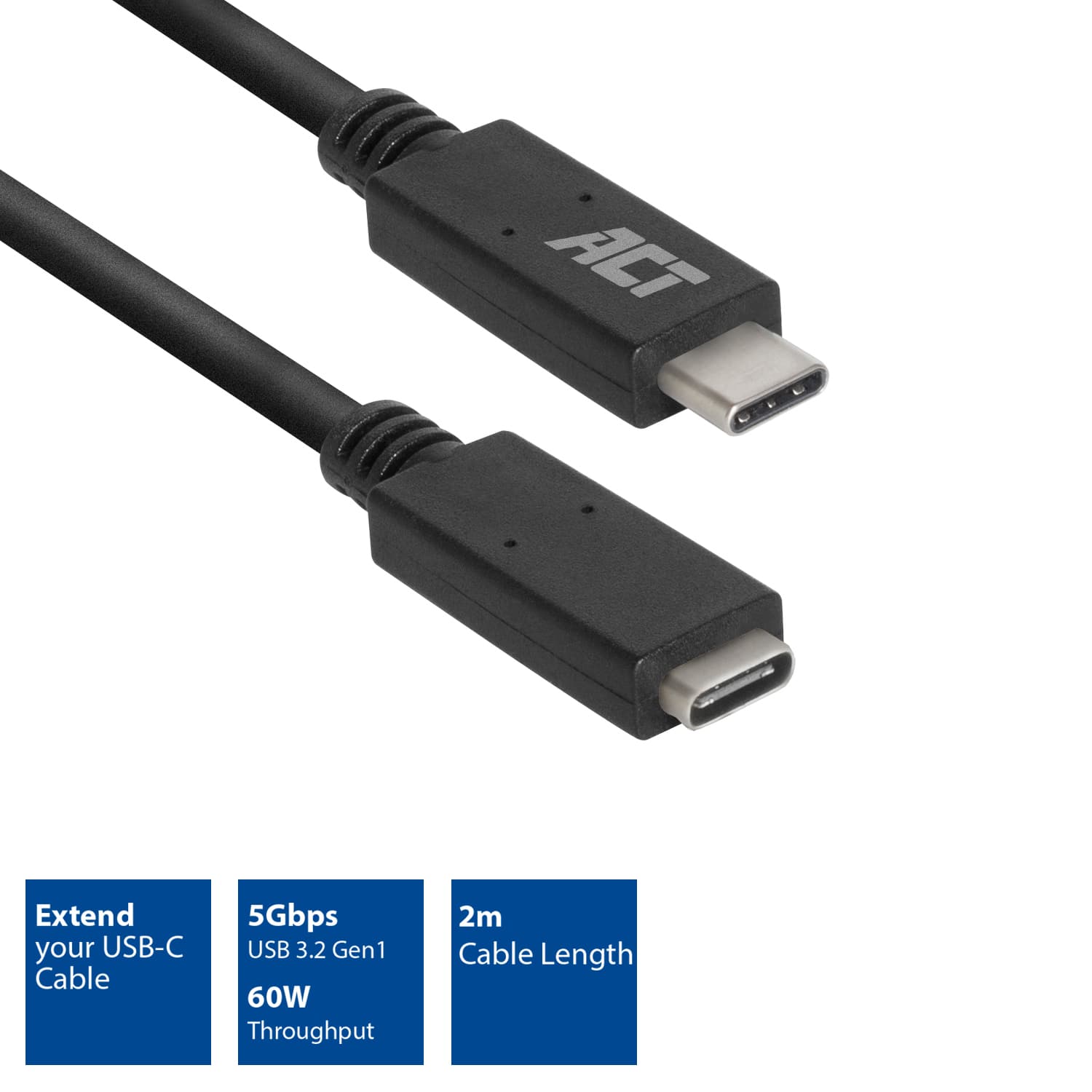 Kabel ACT USB 3.0 to USB-C verlengkabel 2m 2