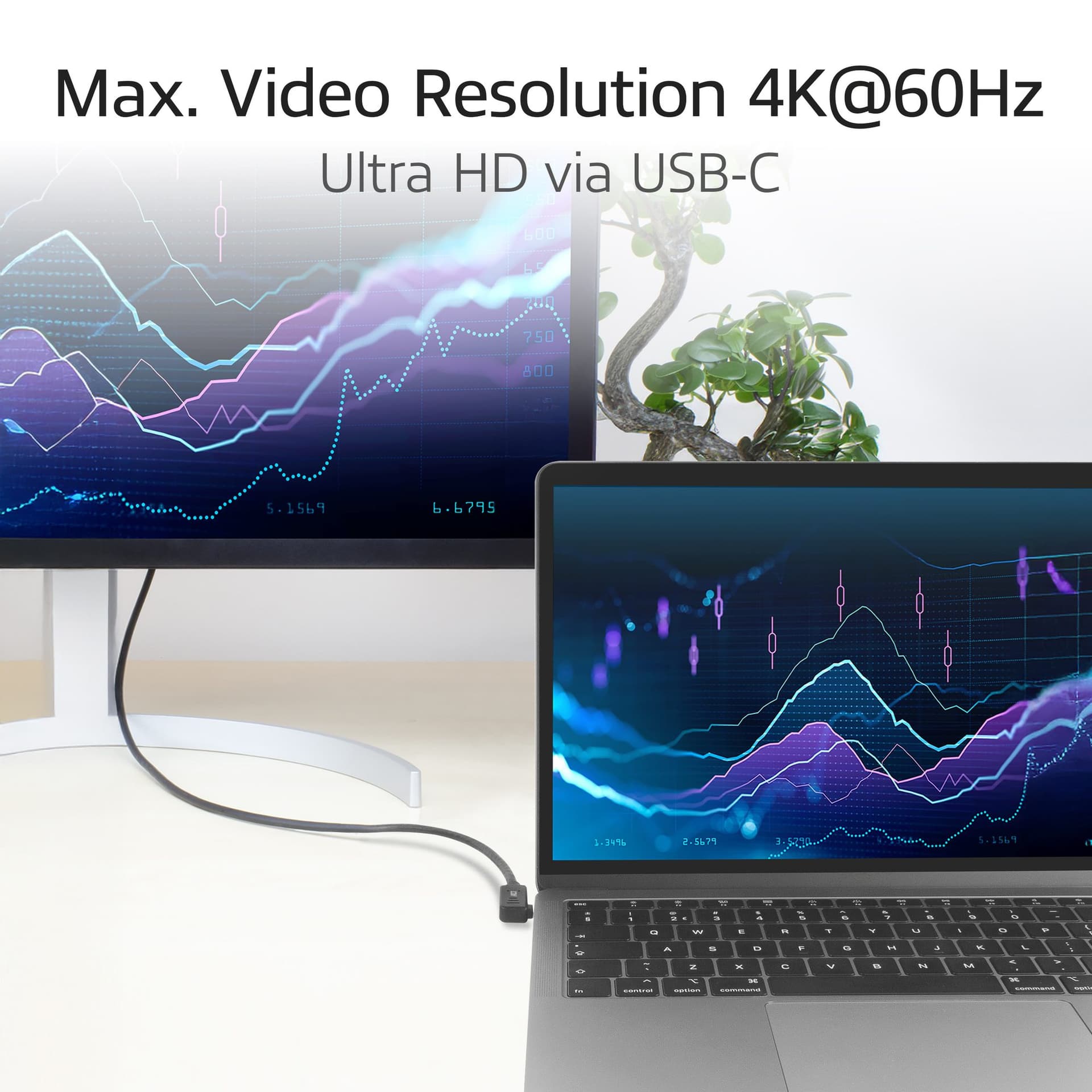 Kabel ACT USB-C standaard naar USB-C hoek 10Gbps 2m 5