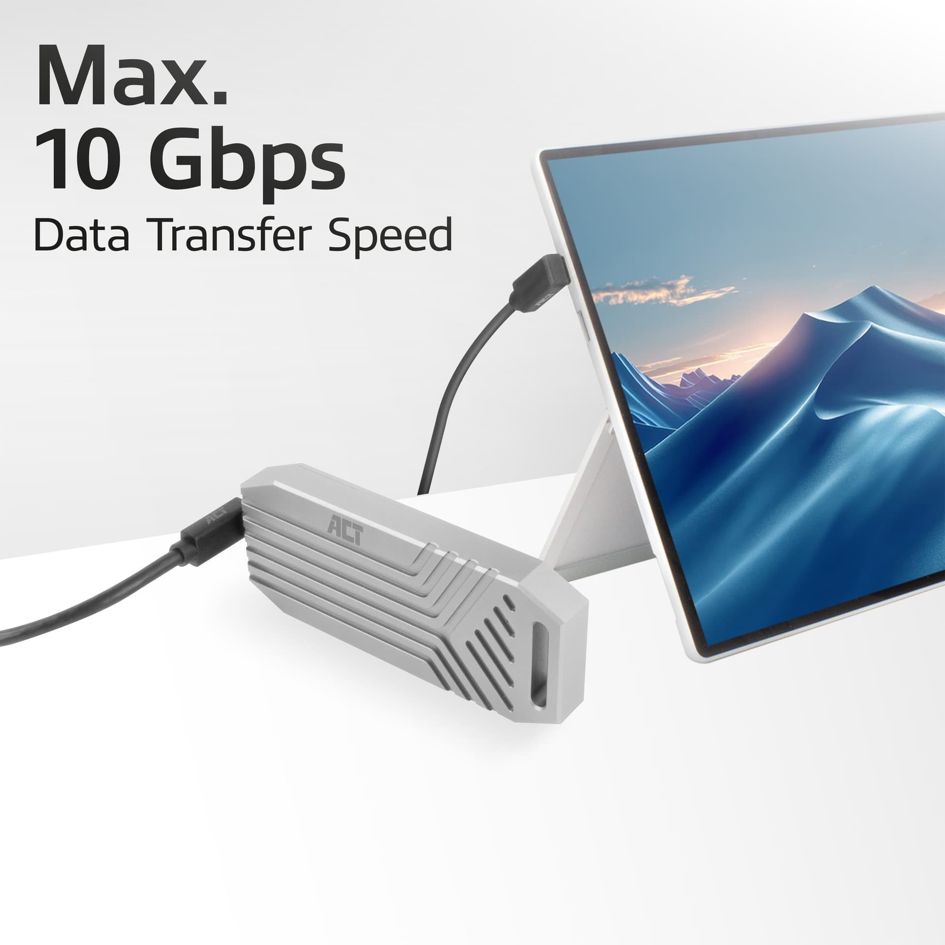 Kabel ACT USB-C hoek boven/beneden 10Gbps 2m 6