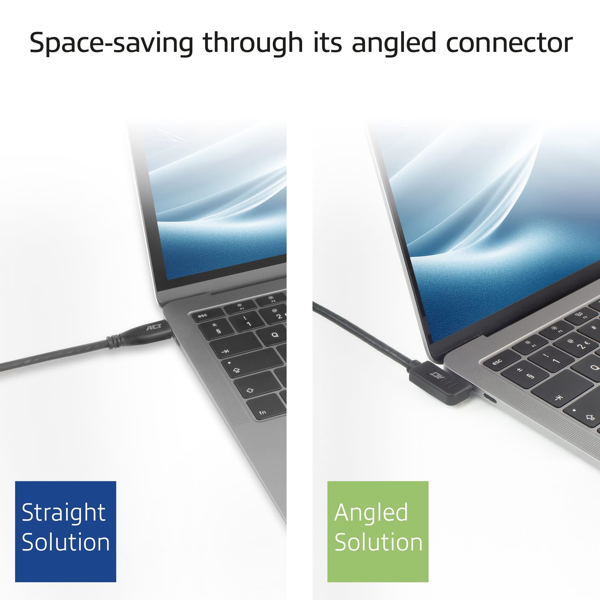 Kabel ACT USB-C hoek links/rechts USB-C hoek boven/beneden 10Gbps 1m 3