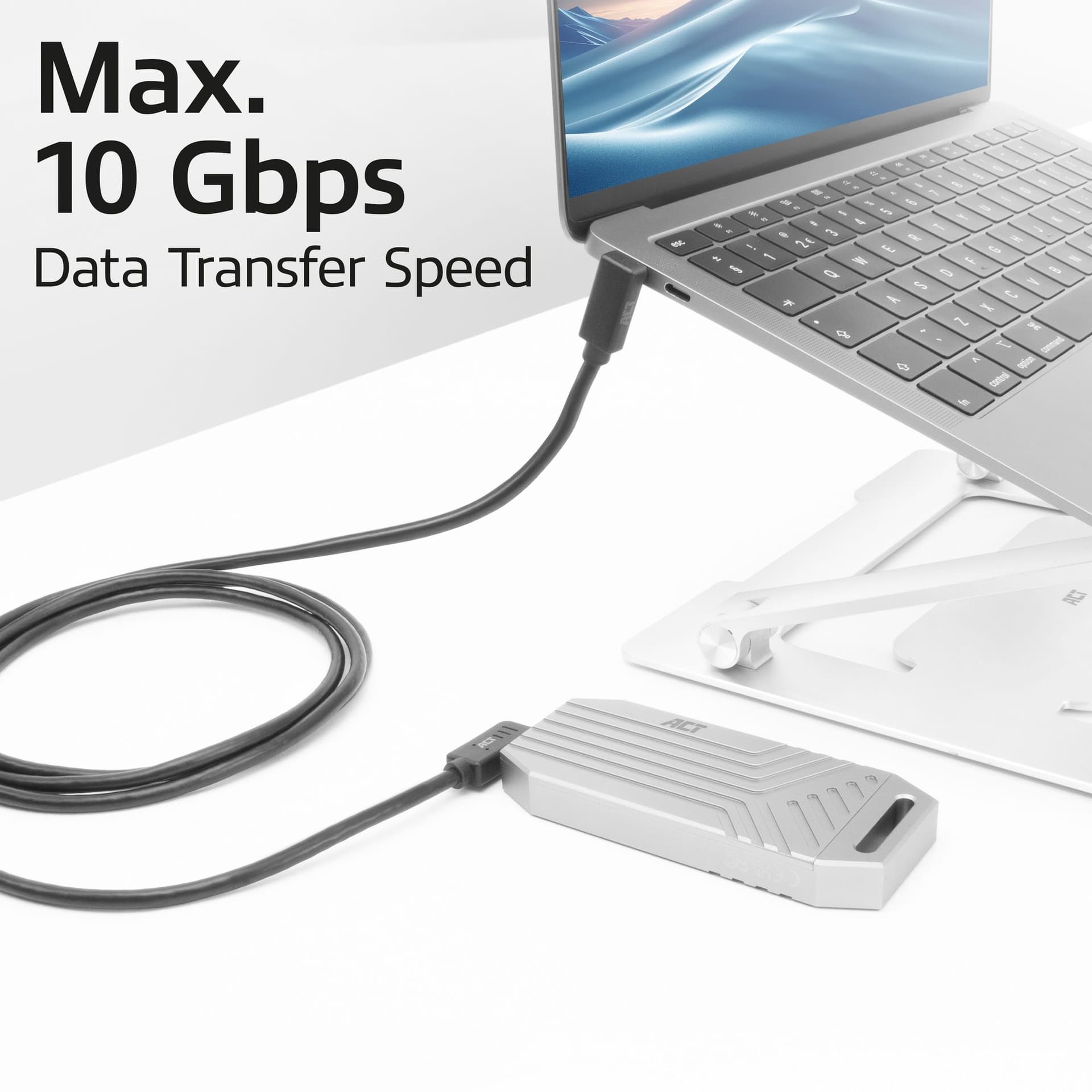 Kabel ACT USB-C hoek links/rechts USB-C hoek boven/beneden 10Gbps 1m 6
