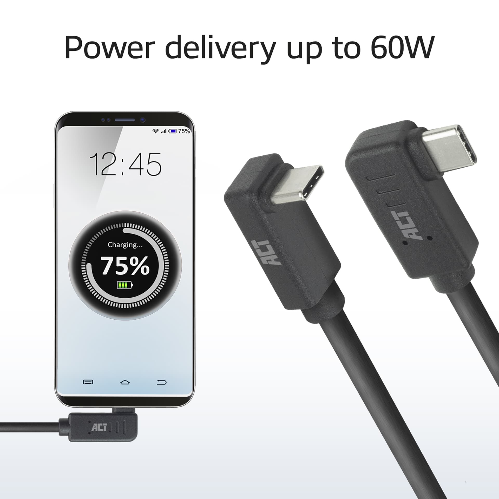 Kabel ACT USB-C hoek links/rechts USB-C hoek boven/beneden 10Gbps 2m 7