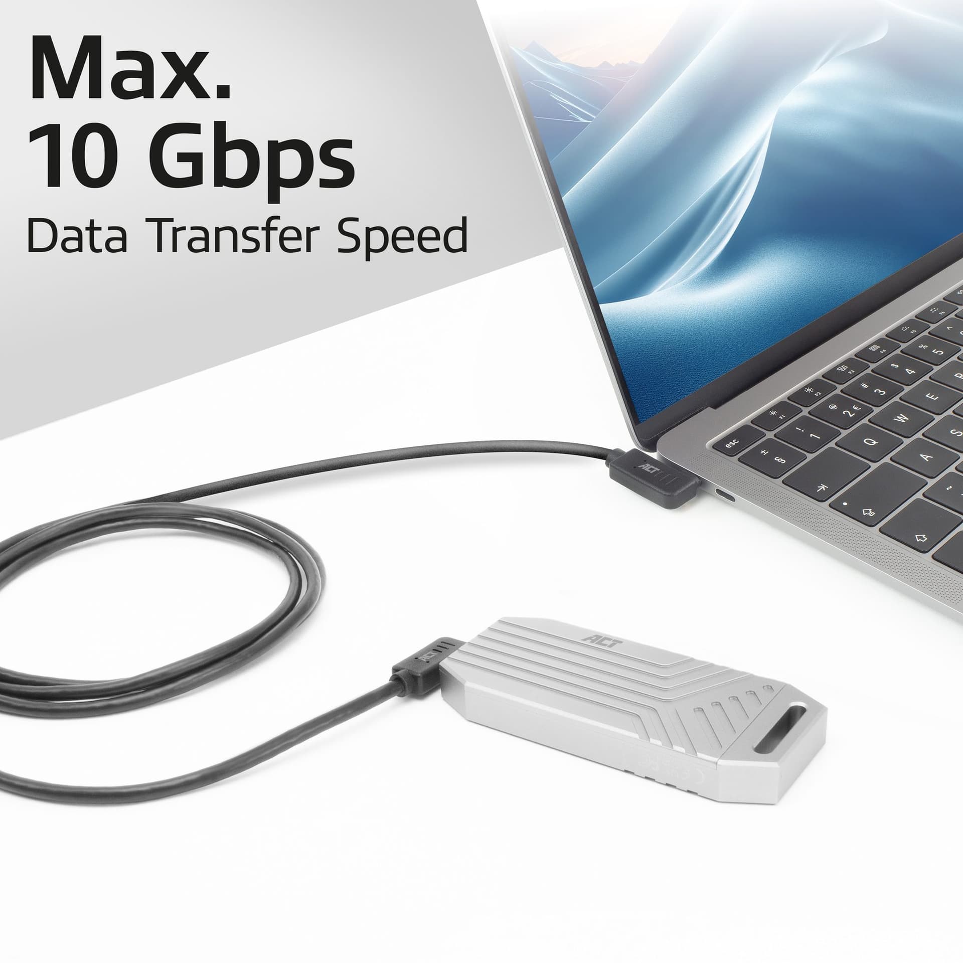Kabel ACT USB-C hoek links/rechts 10Gbps 1m 6