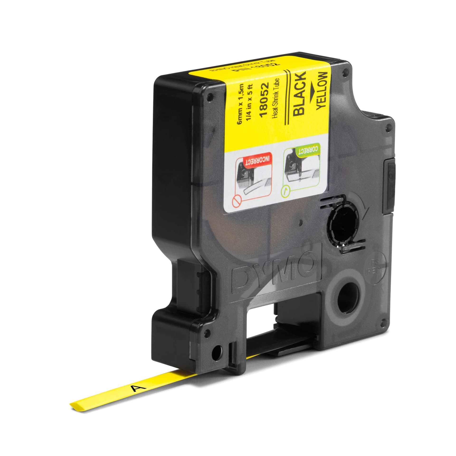 Labeltape Dymo Rhino industrieel krimpkous 6mm zwart op geel 2