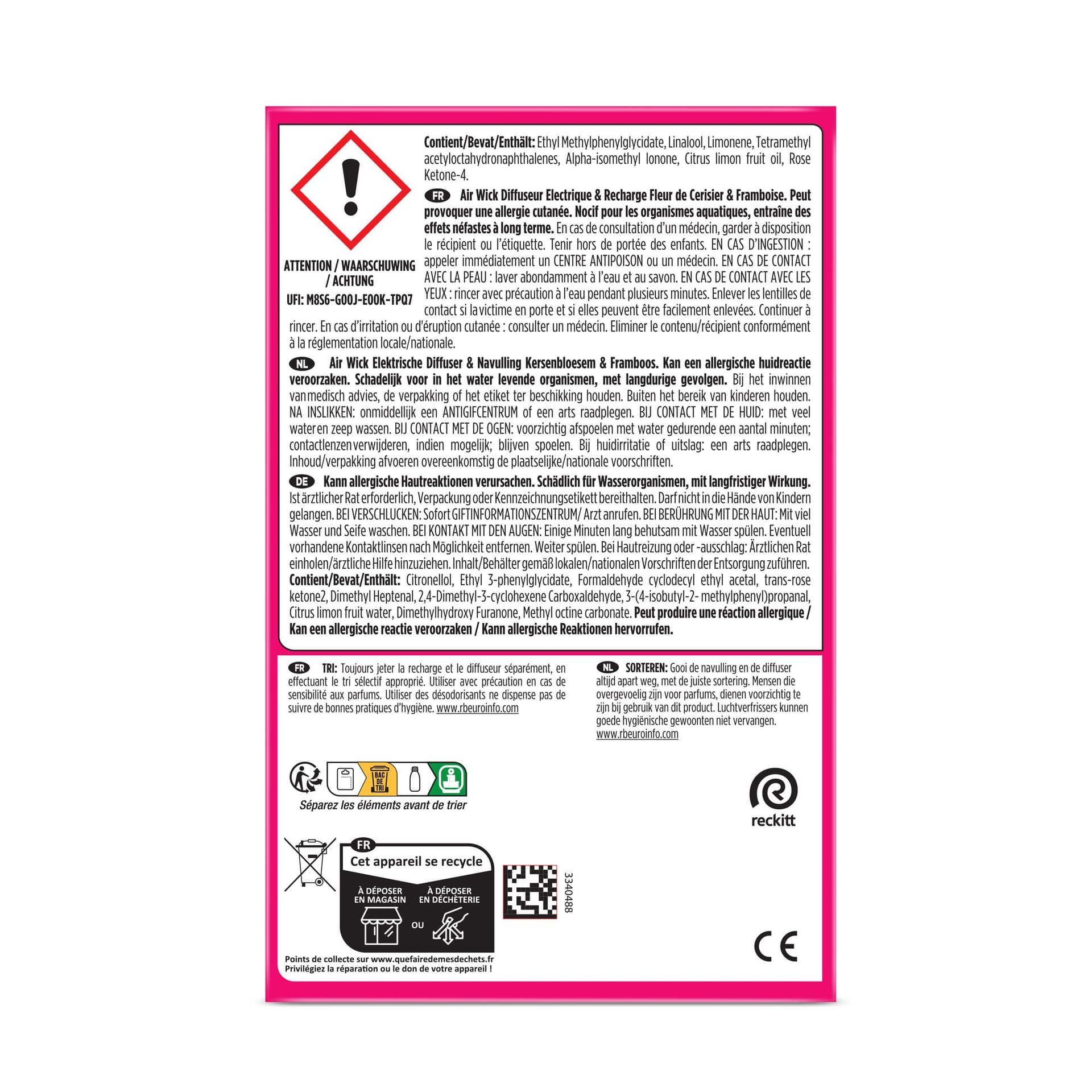 Luchtverfrisser AirWick Electrical Kersenbloesem & Framboos Starter Kit 19ml 2