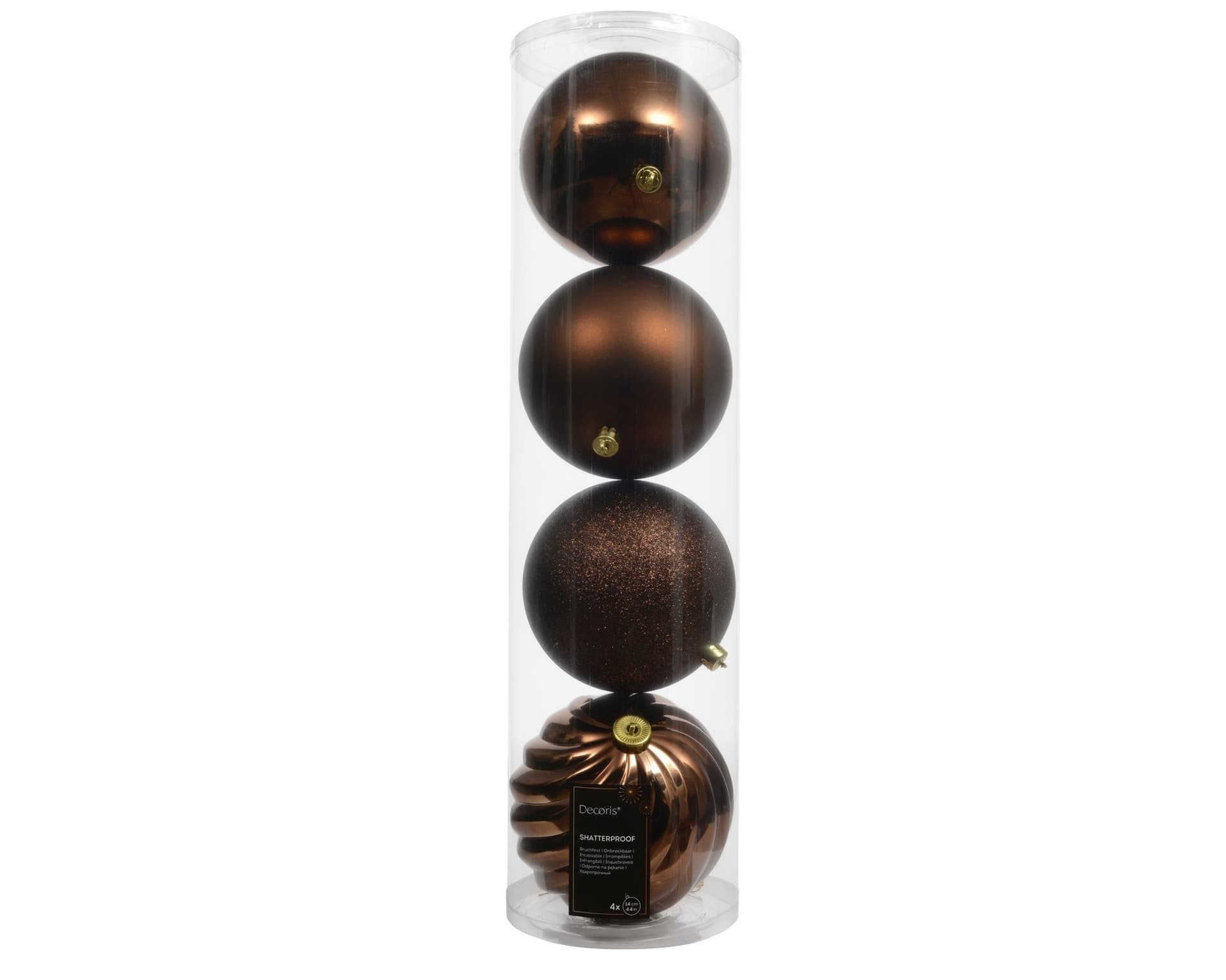 Kerstballenmix Decoris Espresso koker à 4 stuks