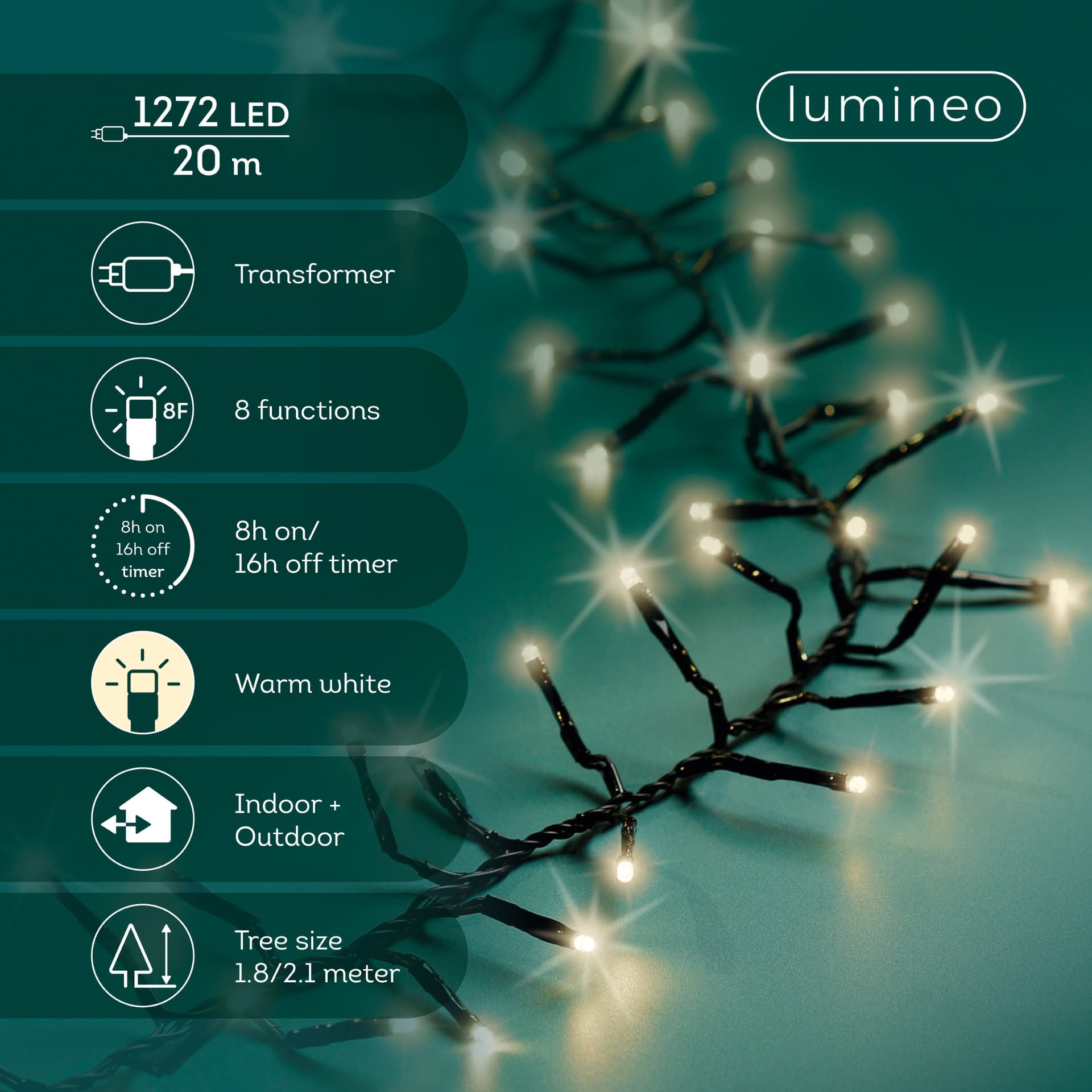 Kerstverlichting LED twinkel effect outdoor 20m 1272 lampjes 2